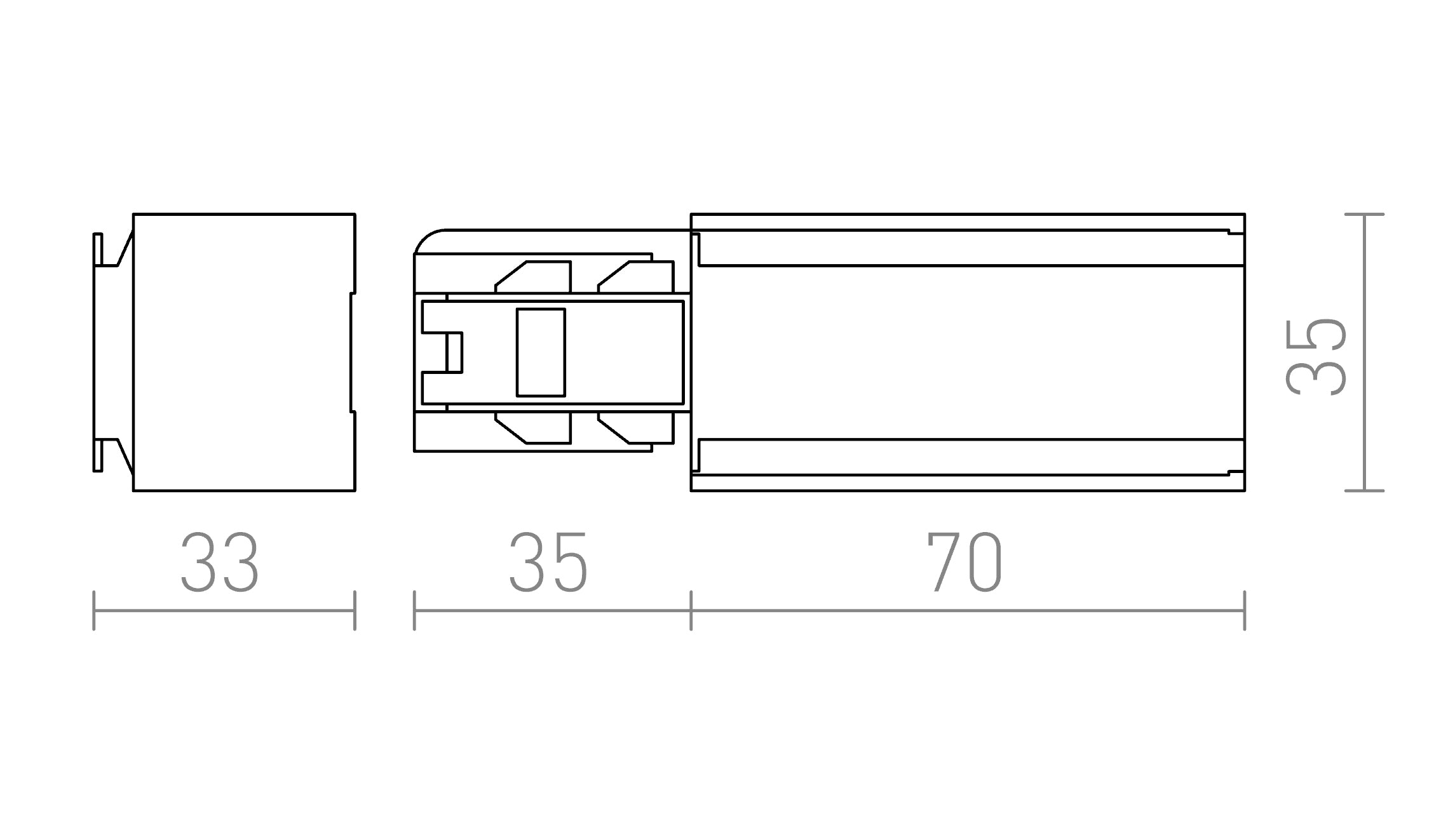 EUTRAC napajanje lijevo lampa - Product sketch