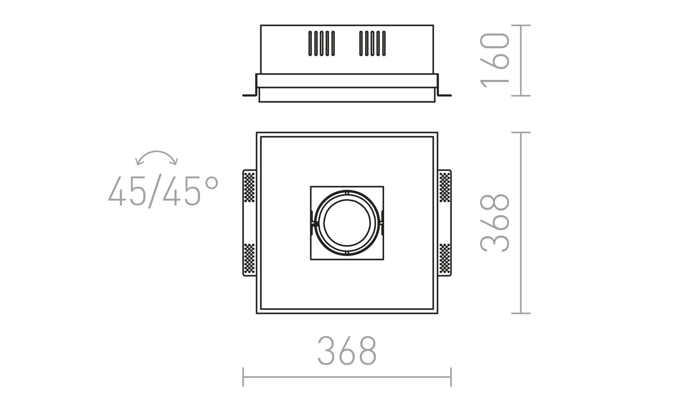 OFFICE TWIN recessed lamp - Product sketch