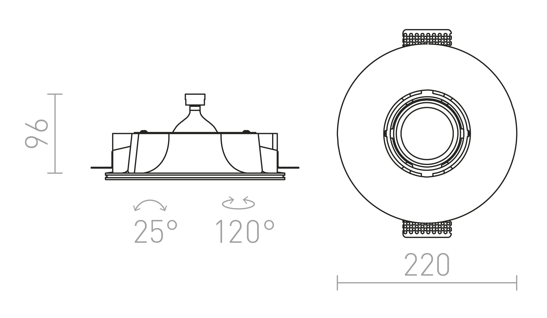 DINGO R inclinabile lampada - Product sketch
