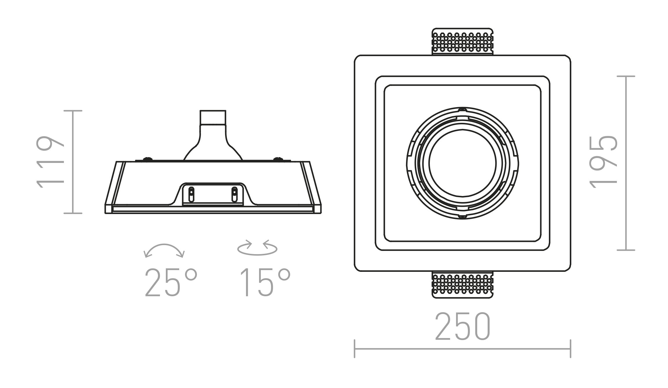 DINO SQ G53 directional lamp - Product sketch