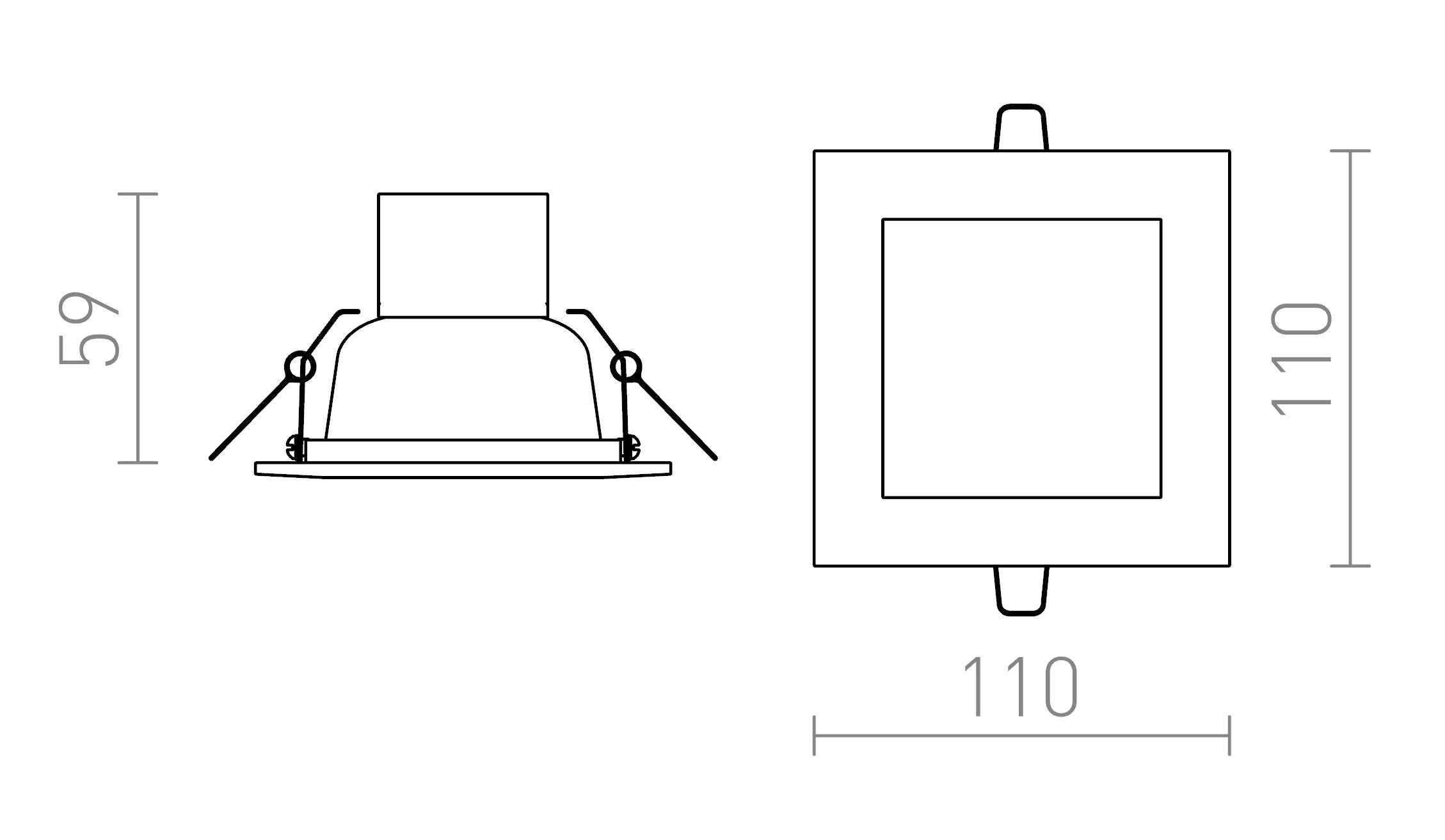 SEEYOU 11 kvadratna ugradna lampa - Product sketch