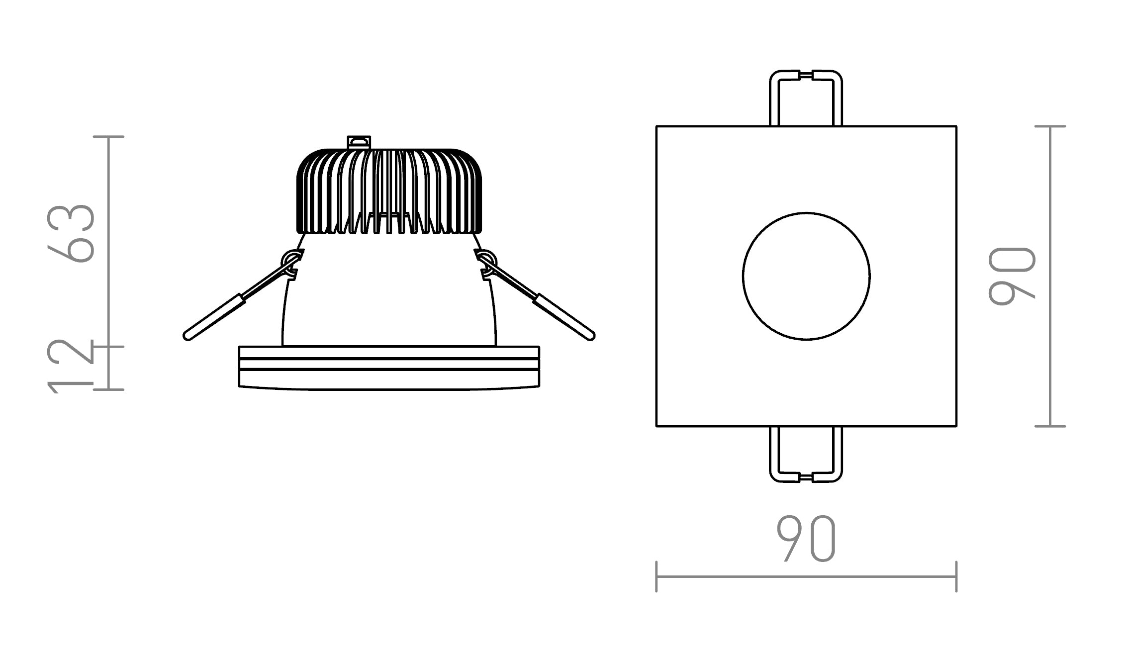 KAY SQ empotrada lámpara - Product sketch