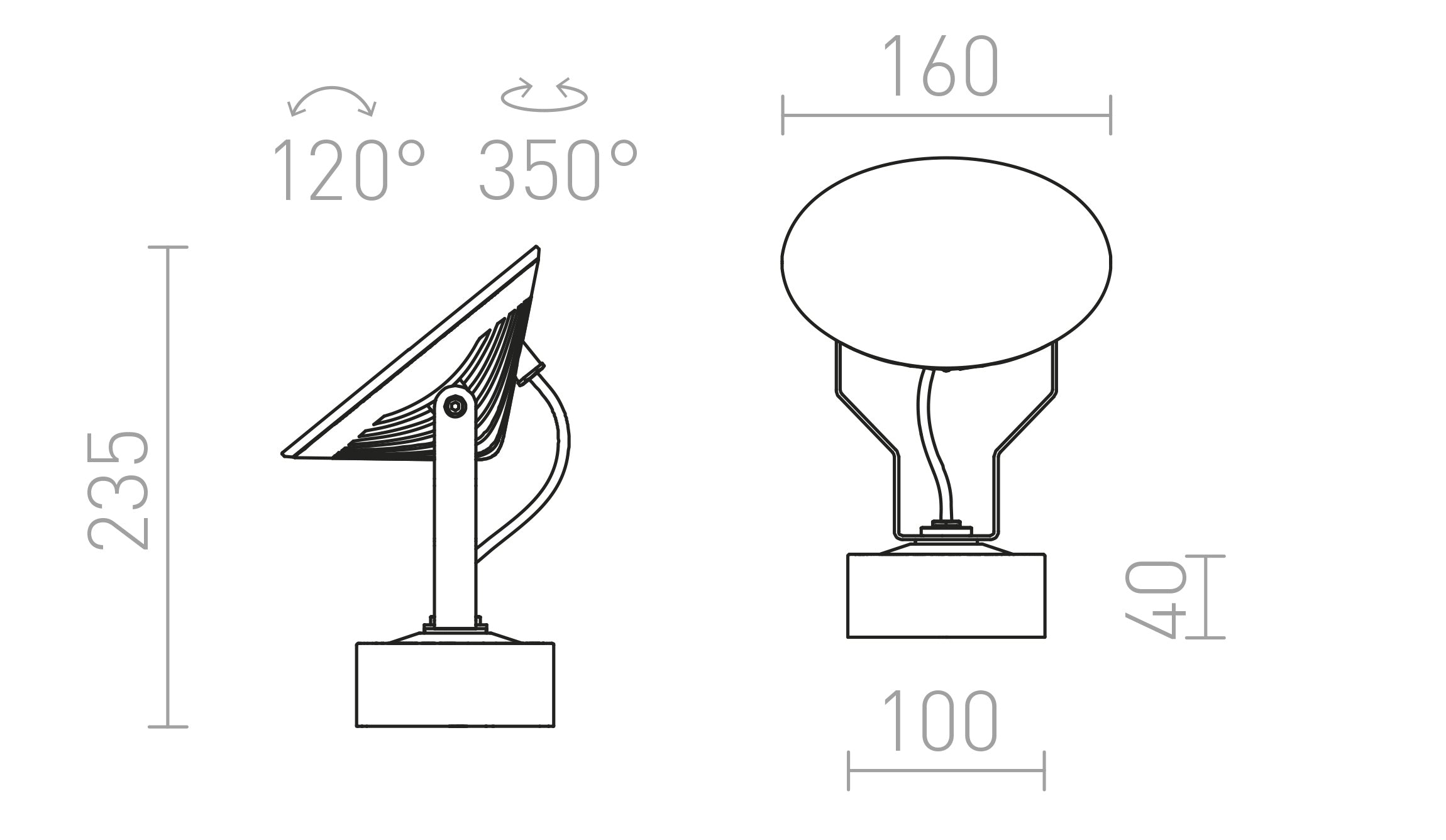 FOX utebelysning reflektor - Product sketch