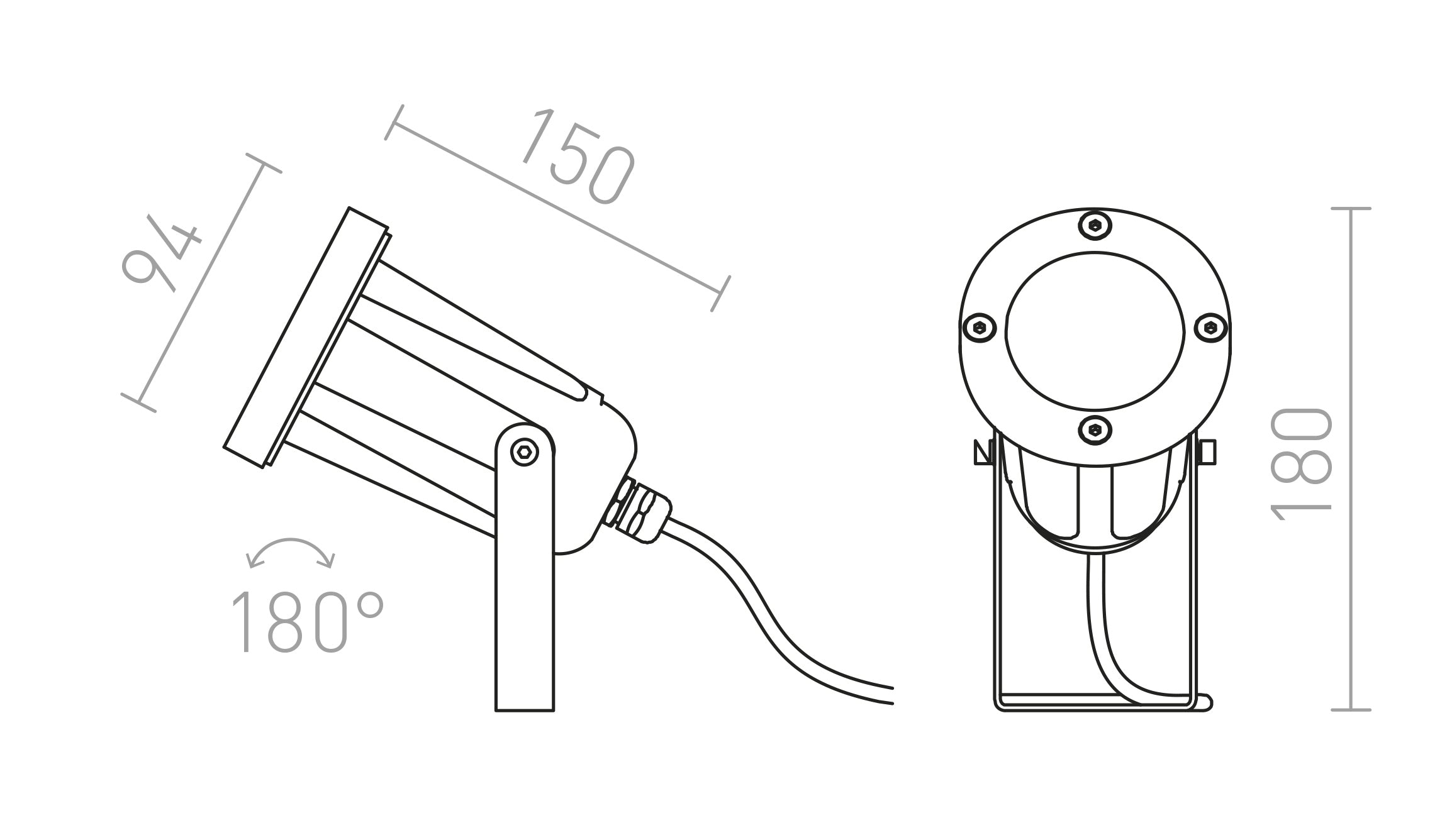 HEAVY DUTY vonkajší reflektor - Product sketch