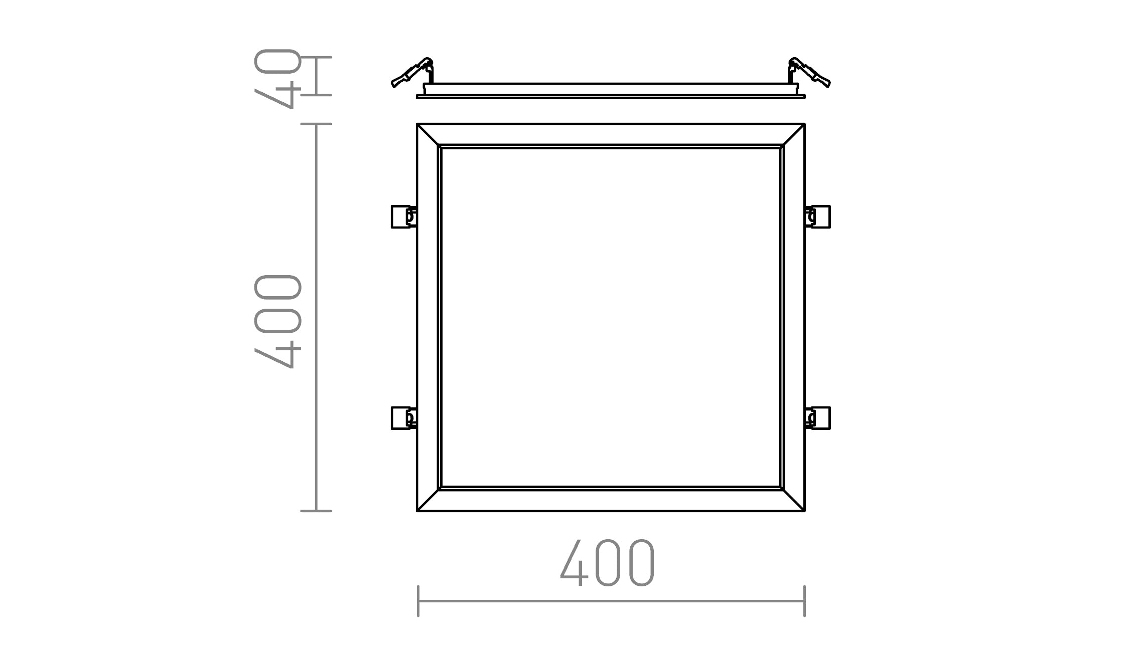 STRUCTURAL LED 40x40 recessed lamp - Product sketch