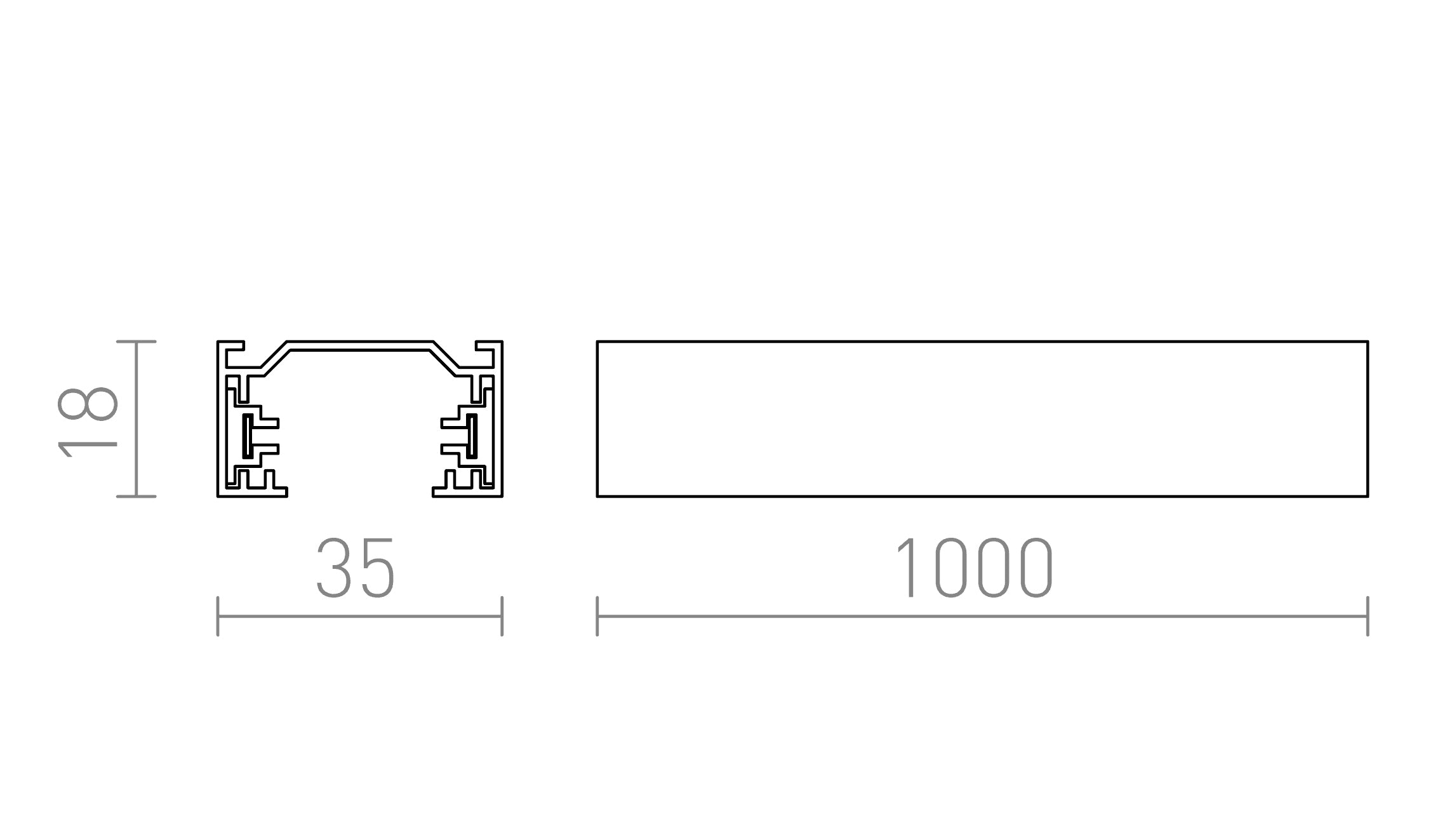 1F 1m track lamp - Product sketch