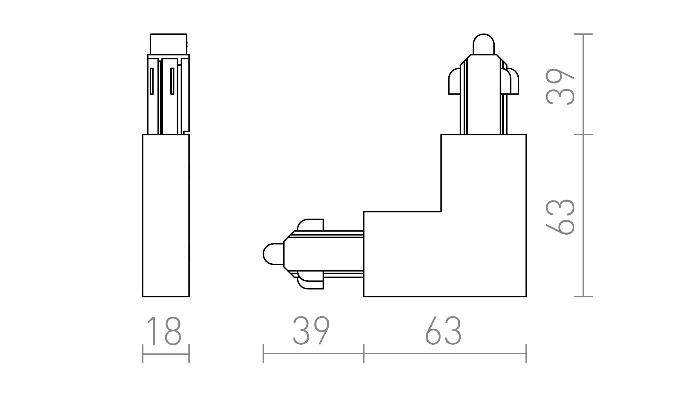1F L povezovalnik zunanji lampa - Product sketch