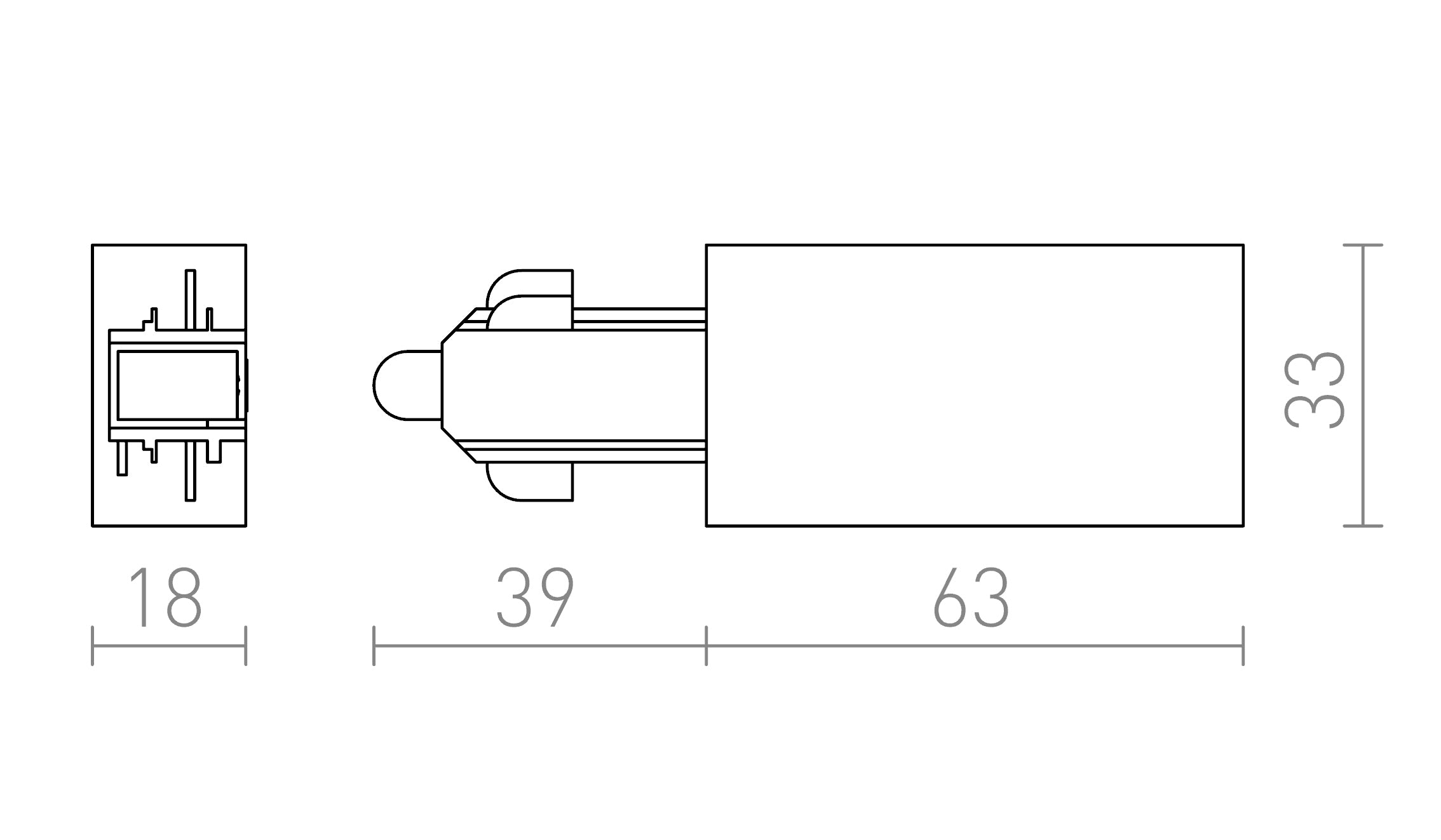 1F napajanje lijevo lampa - Product sketch
