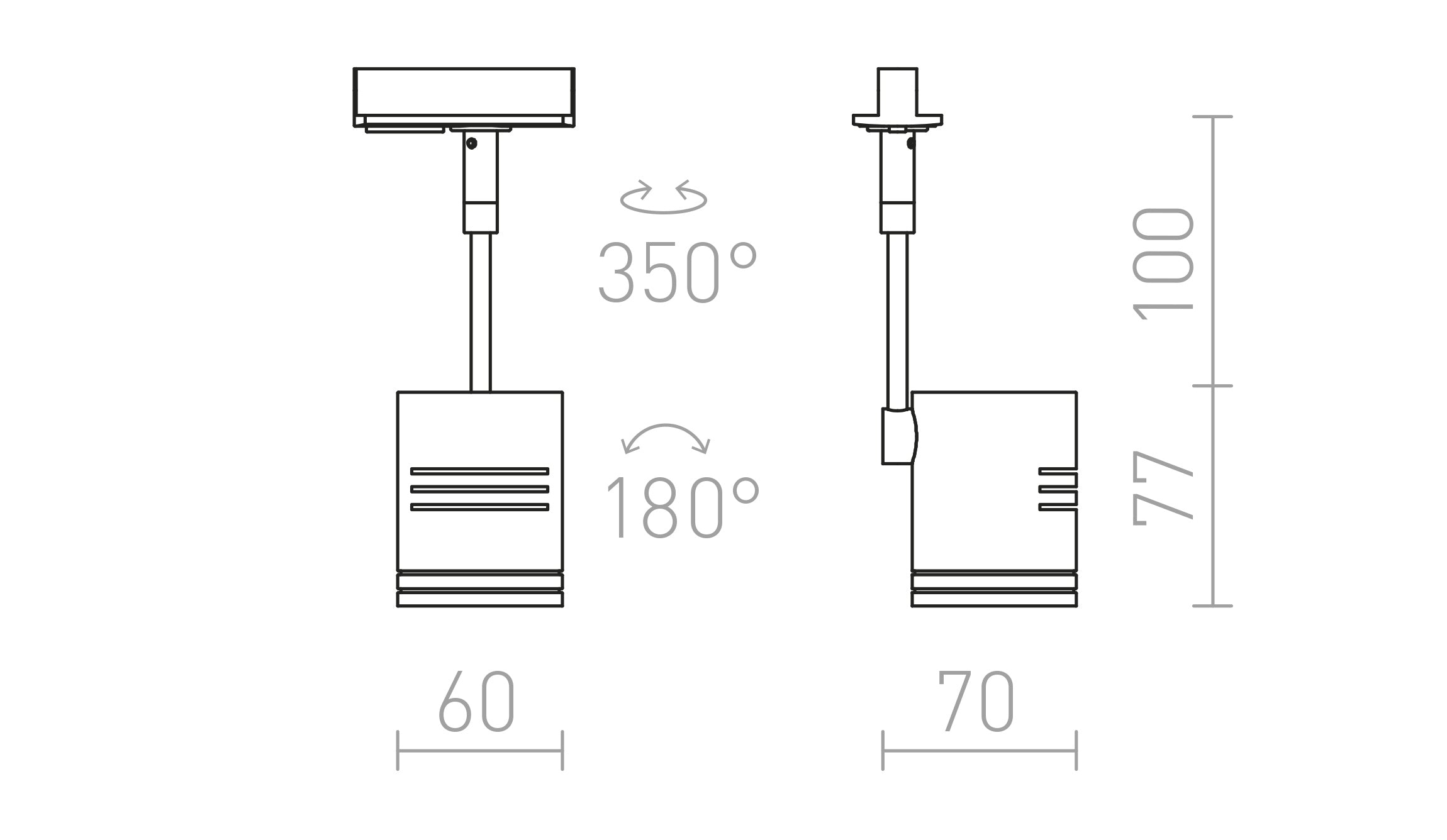 BEEBA I για ράγες φωτισμού μονού κυκλώματος - Product sketch