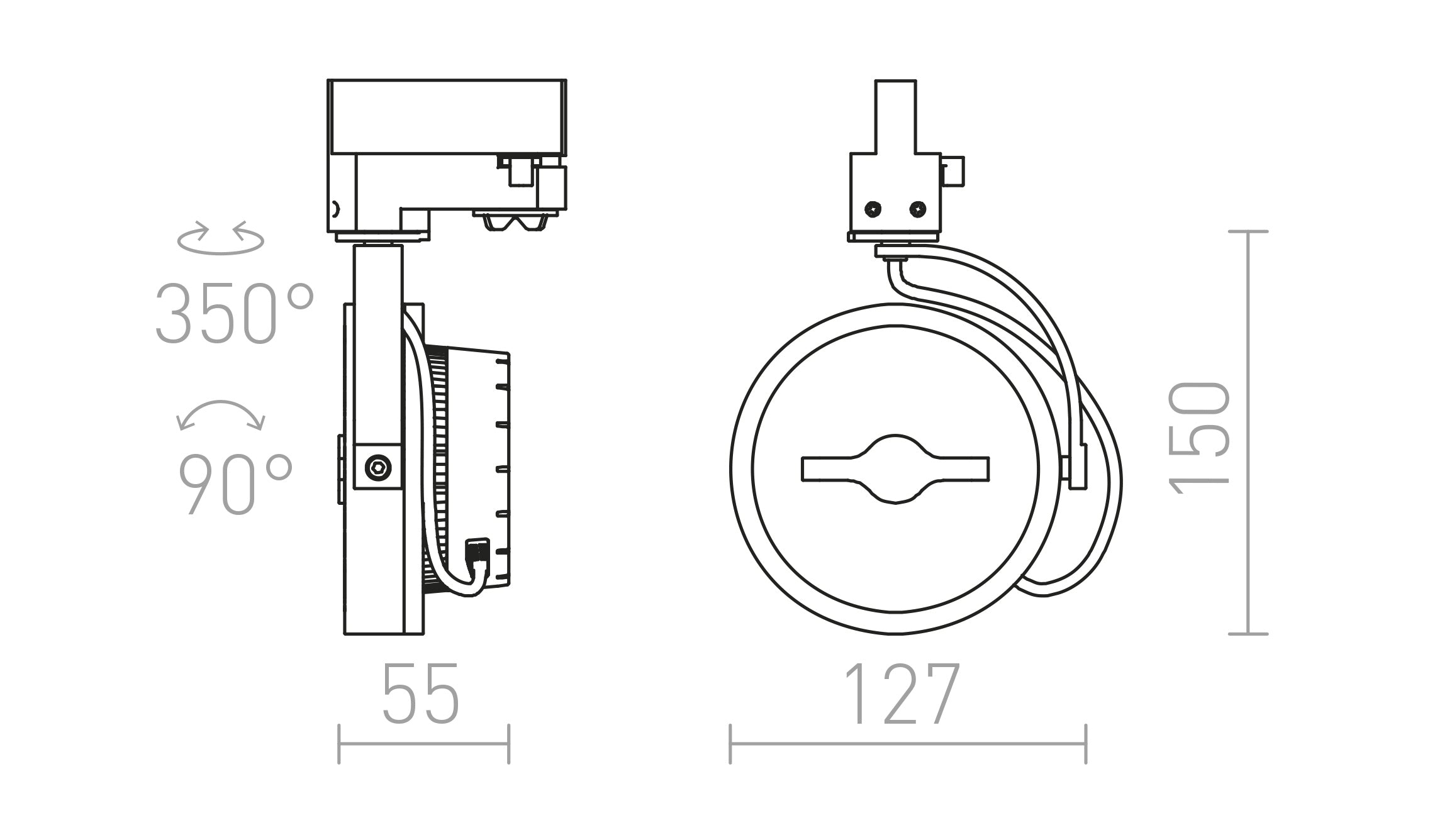 KELLY LED DIMM για ράγες φωτισμού τριών κυκλωμάτων - Product sketch