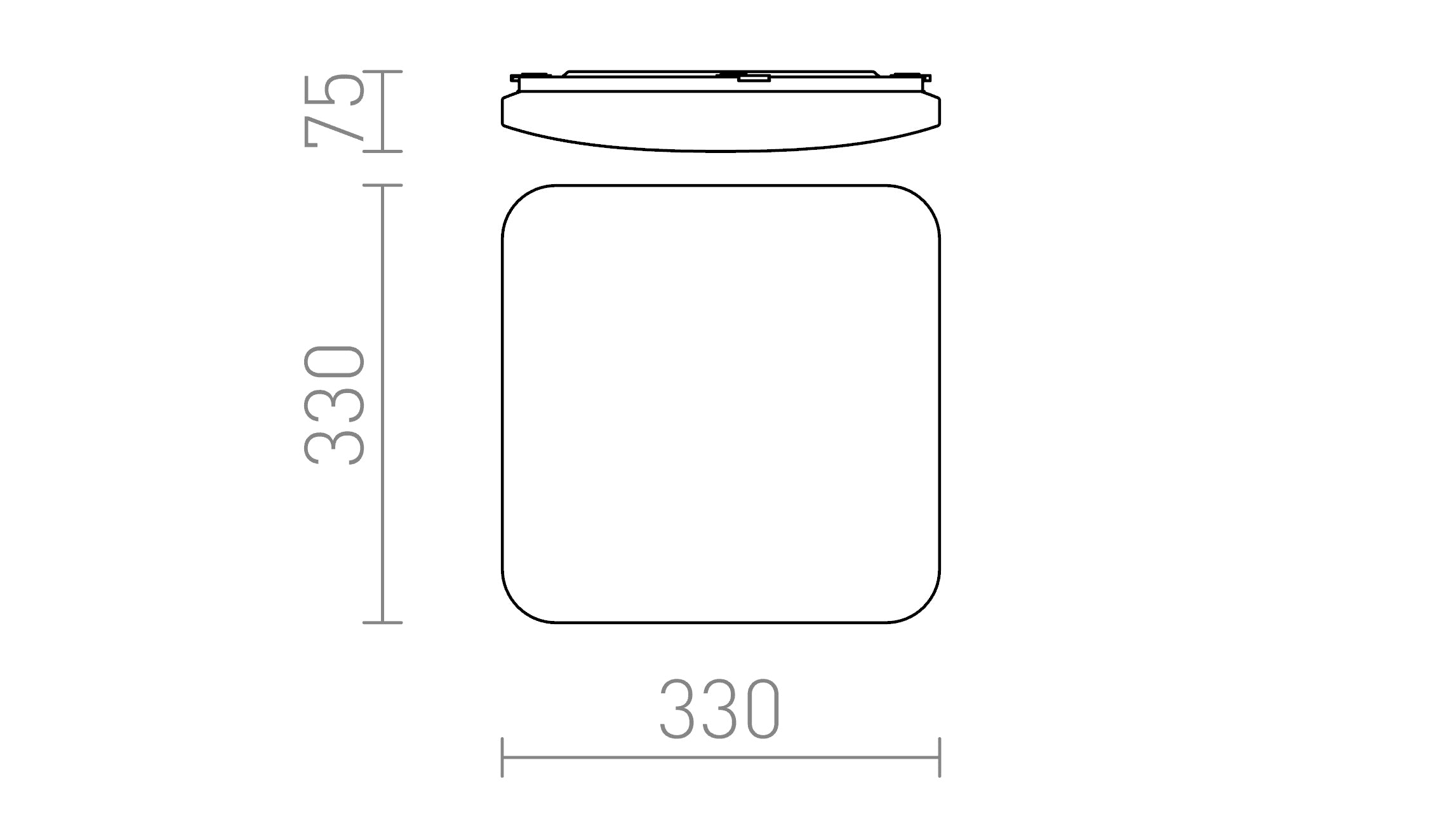 SEMPRE SQ 33 sensor ceiling lamp - Product sketch