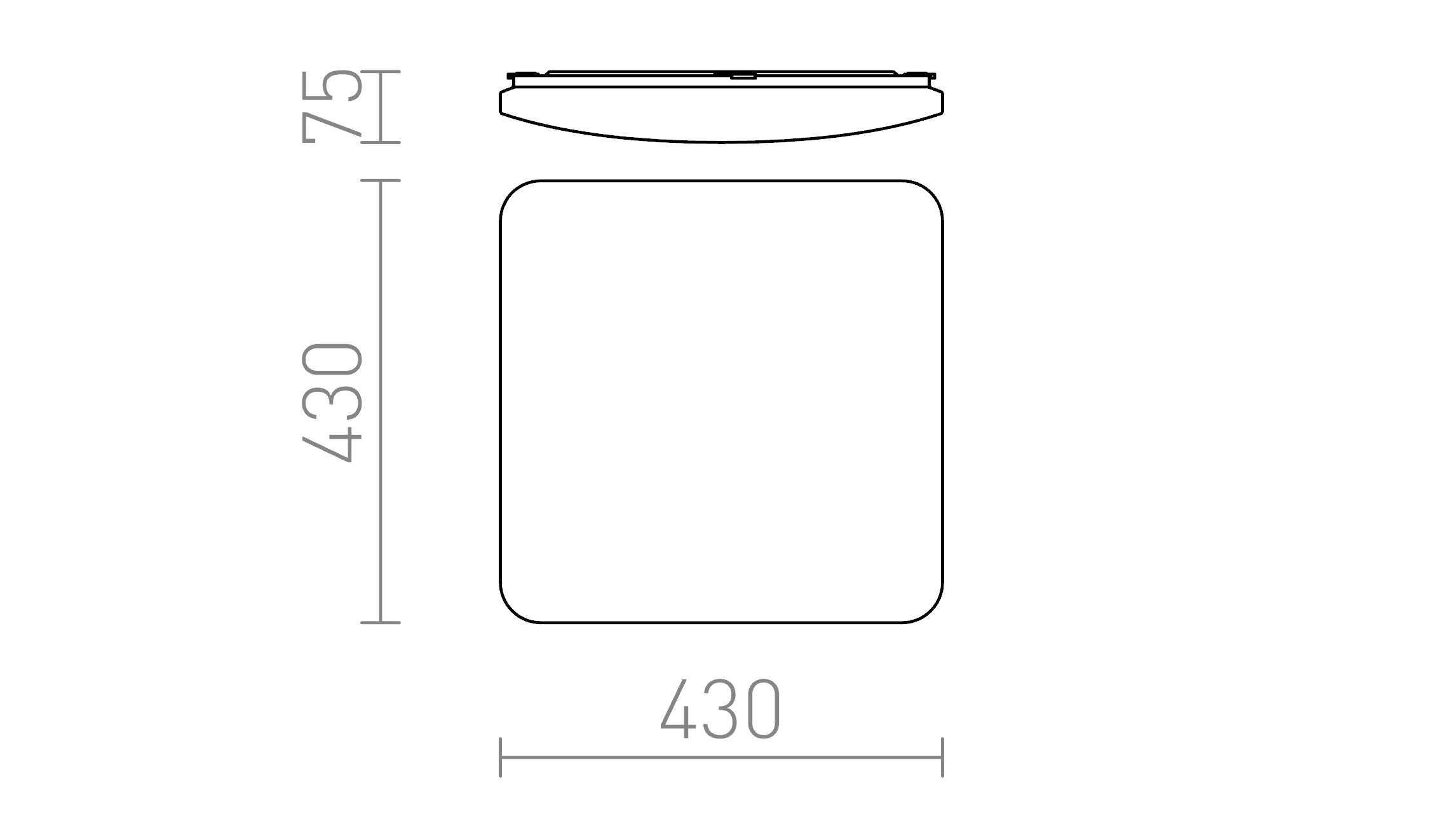 SEMPRE SQ 43 sensor ceiling lamp - Product sketch