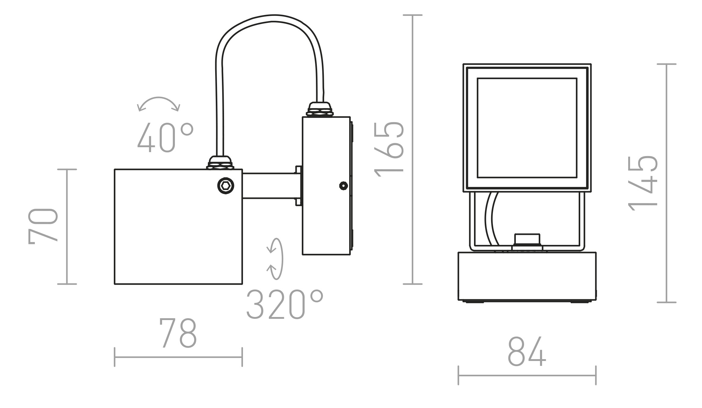 BORA zidna lampa - Product sketch