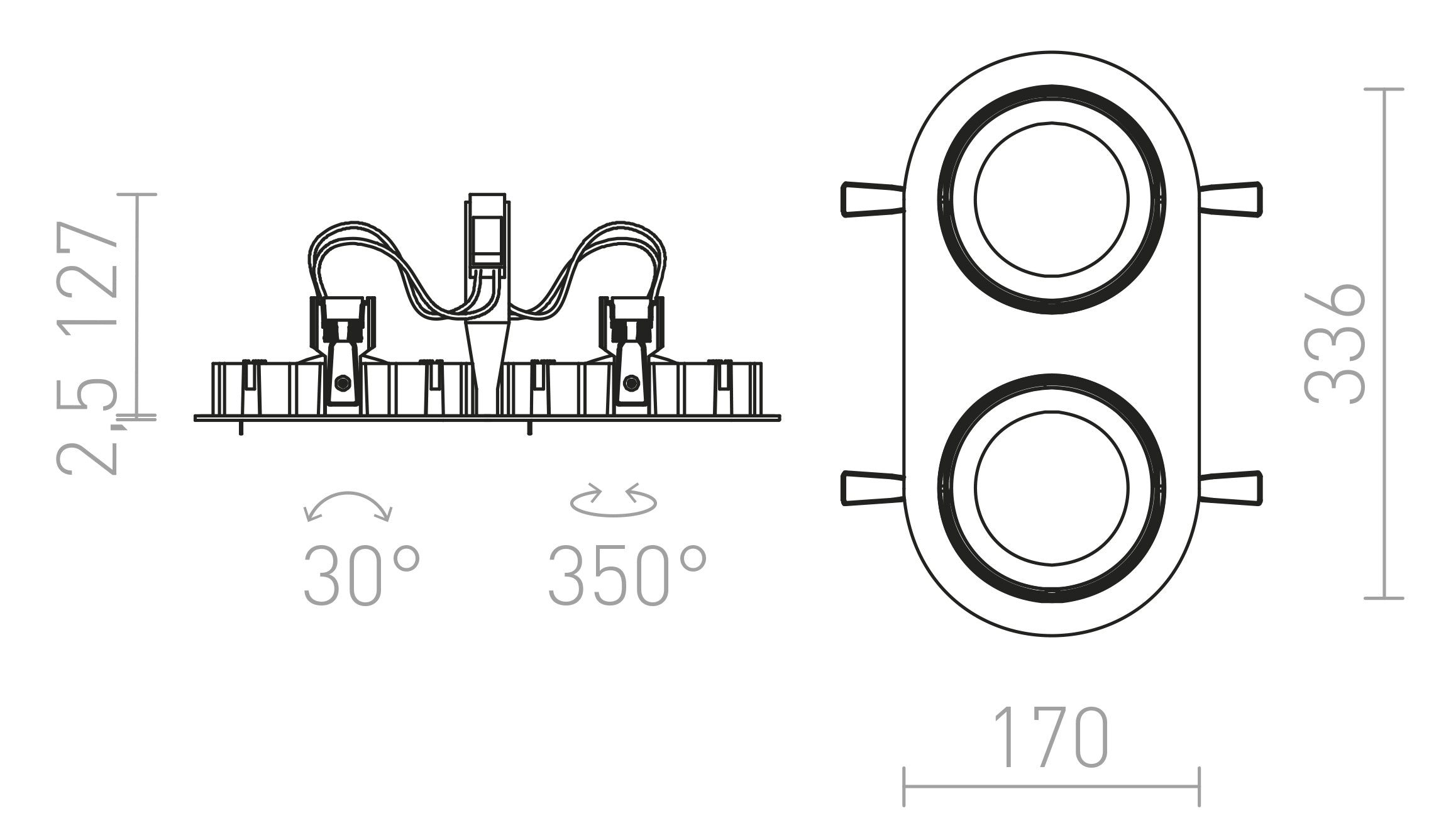 ZIZI II empotrada lámpara - Product sketch