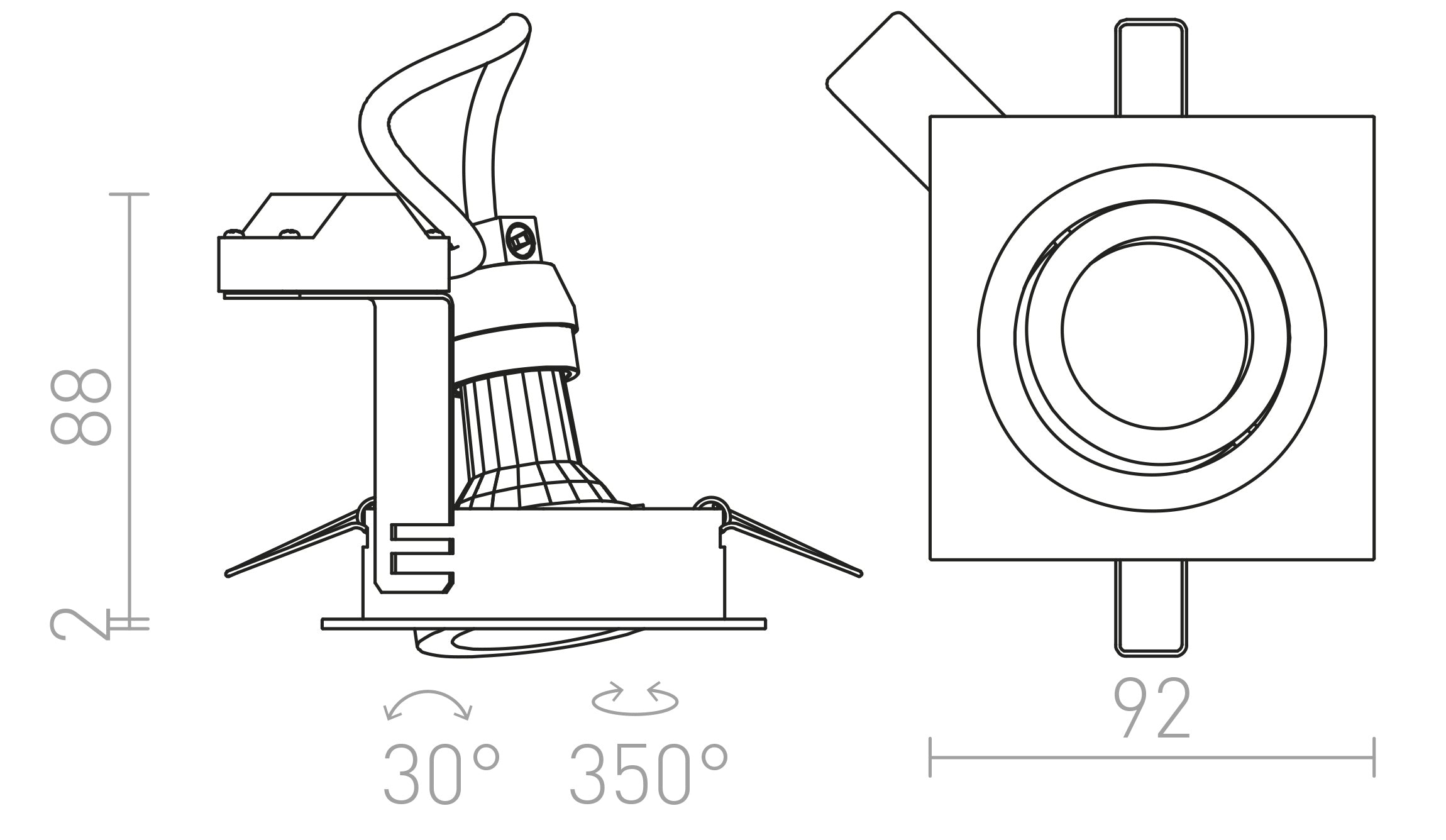 PASADENA GU10 SQ I recessed lamp - Product sketch