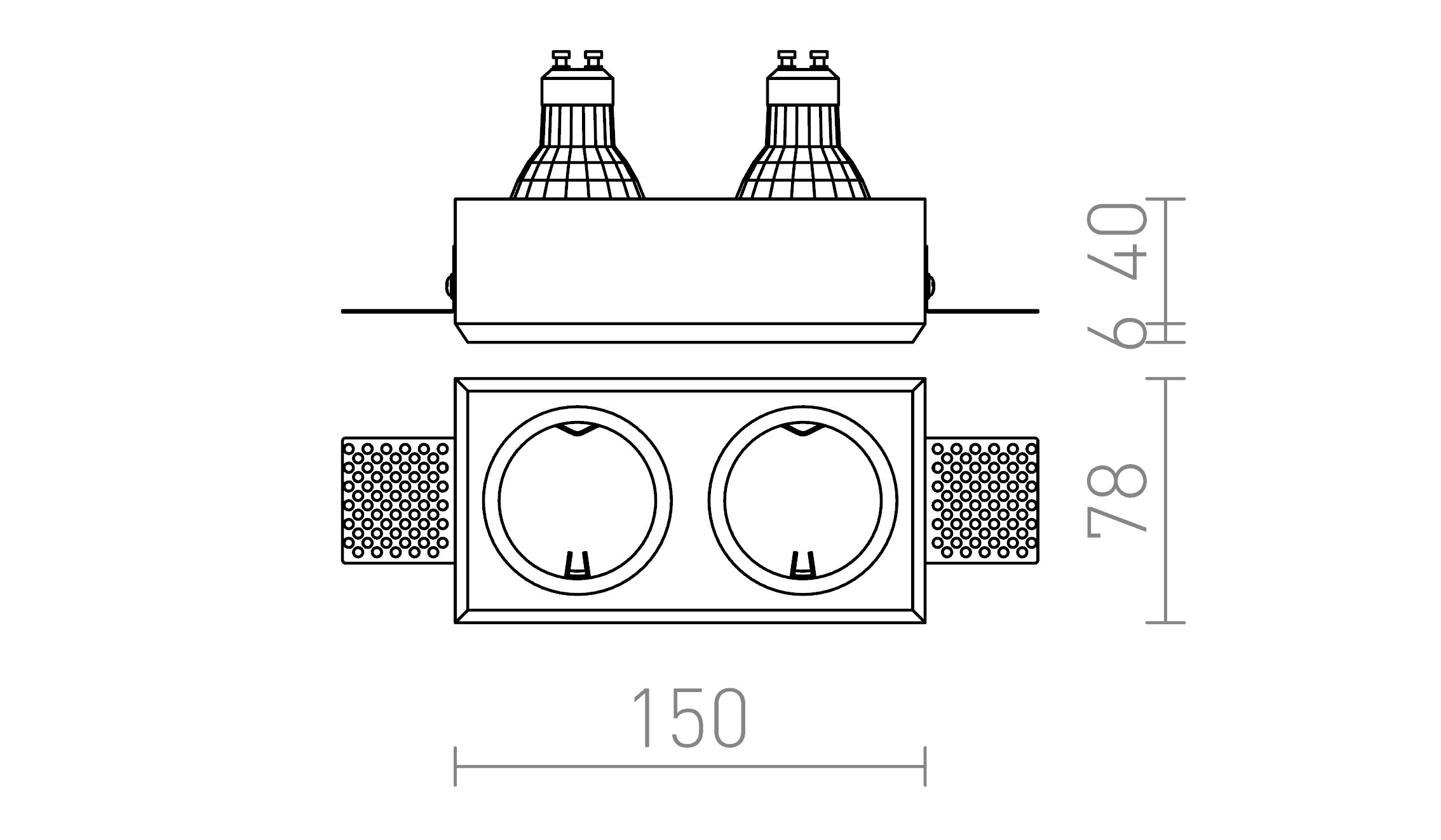 QUO R II ugradna lampa - Product sketch