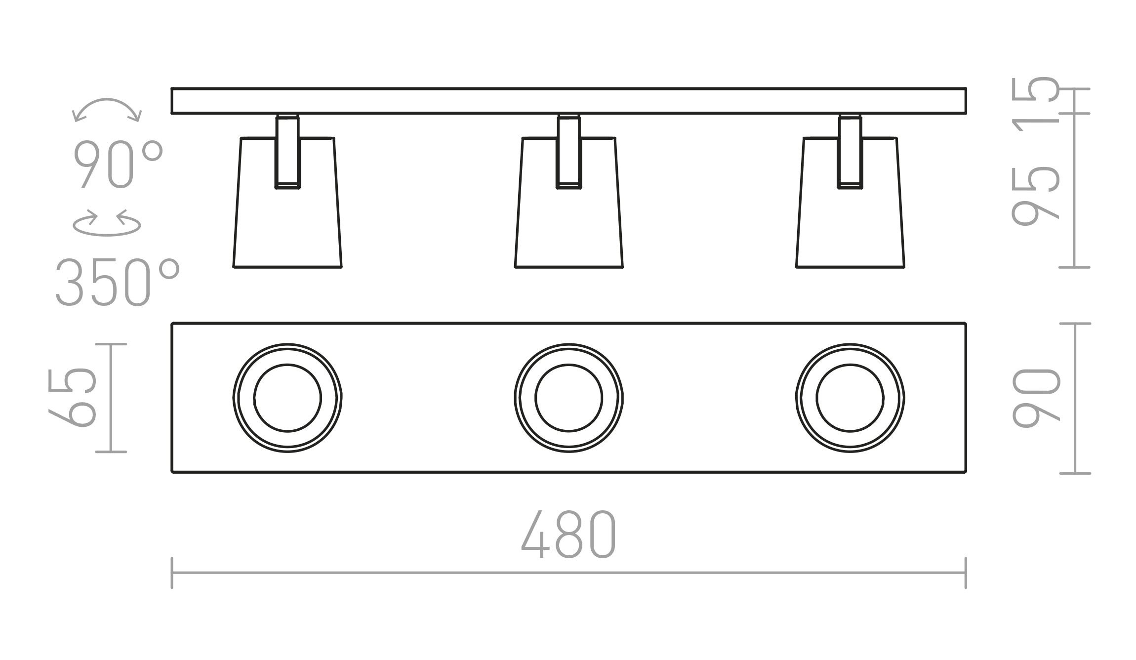 KENNY III nadgradni lampa - Product sketch