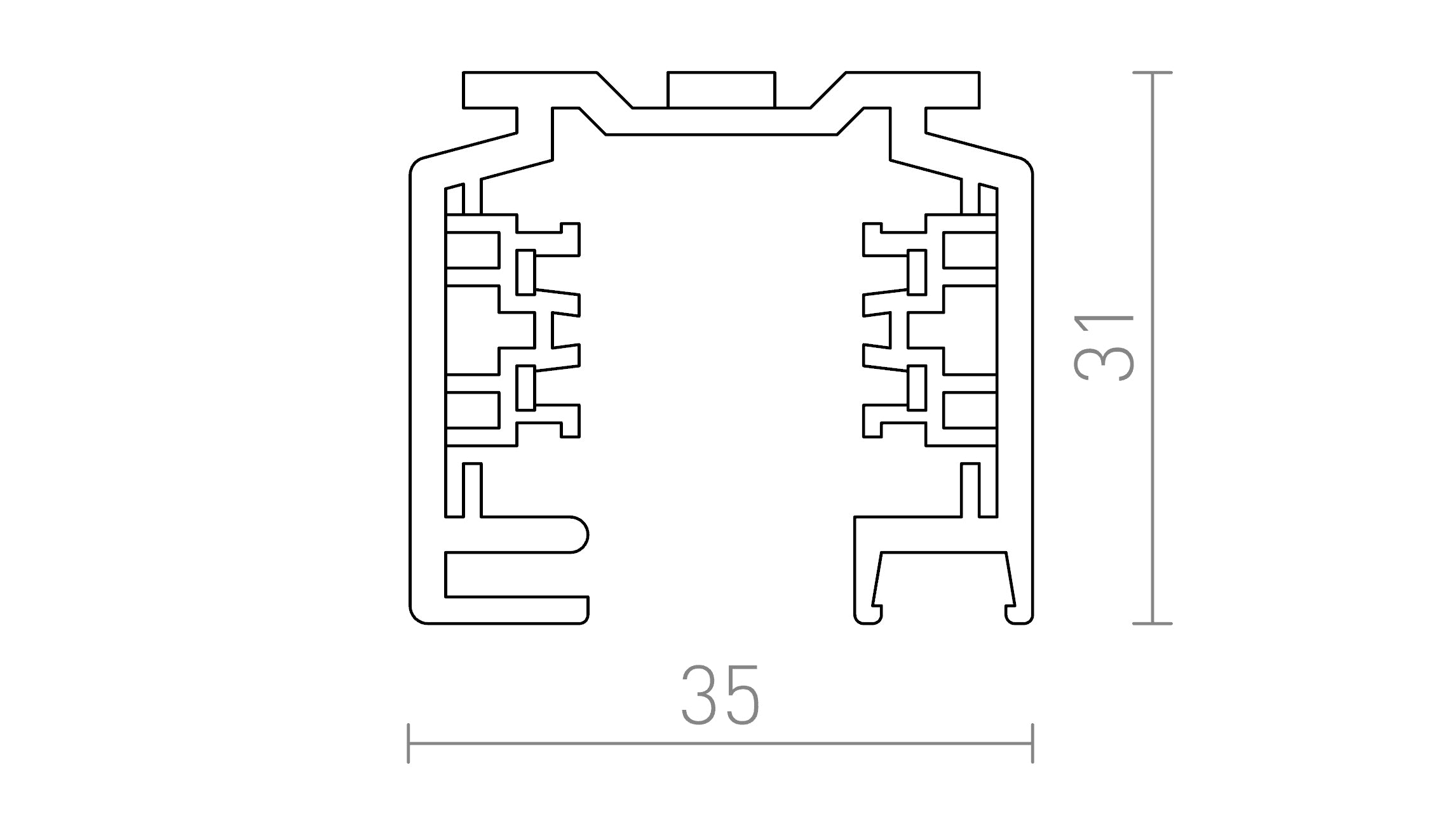 EUTRAC 3m 3-circuit track lamp - Product sketch
