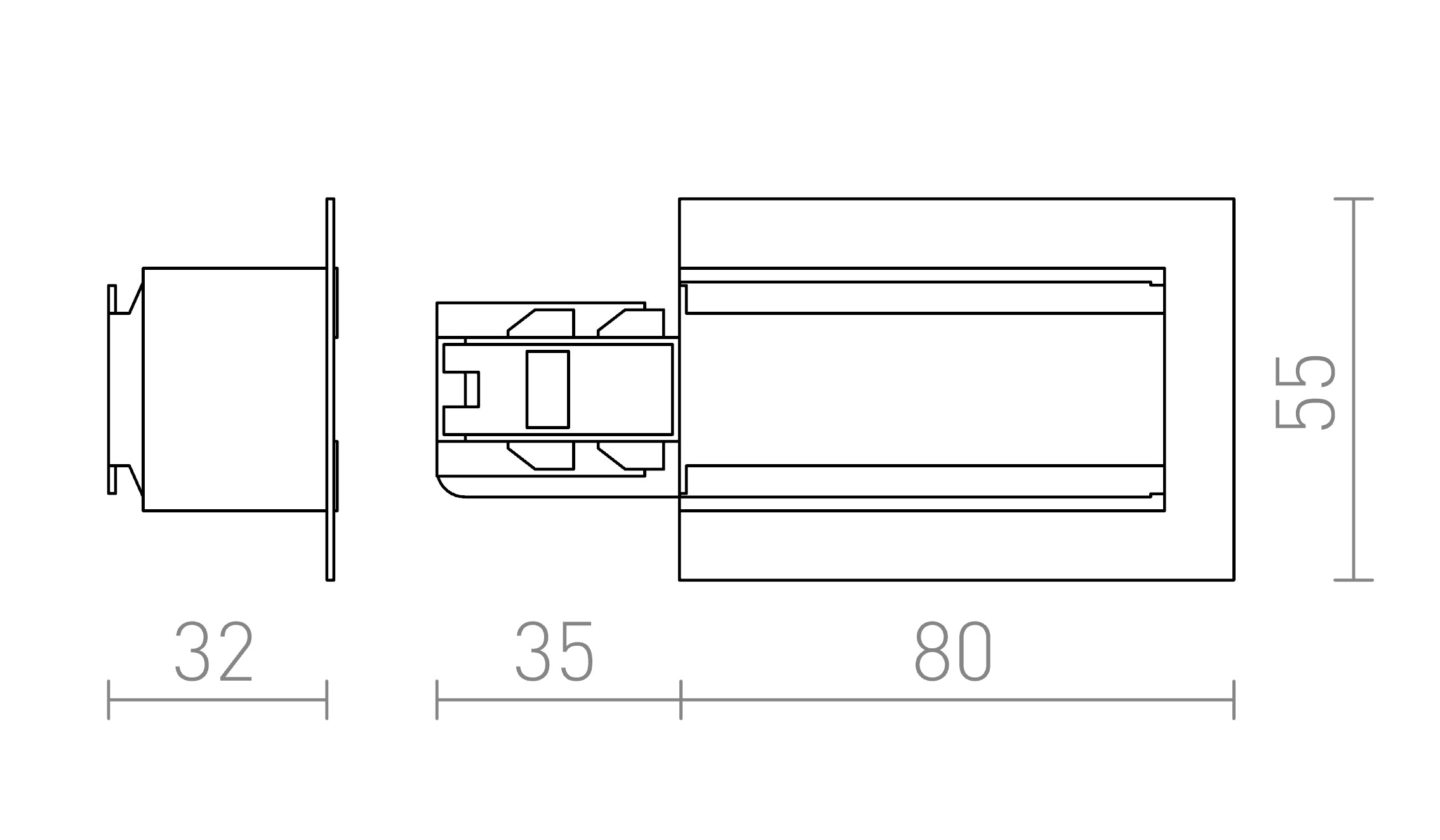 EUTRAC alimentare pentru șină încastrată dreaptă lampă - Product sketch