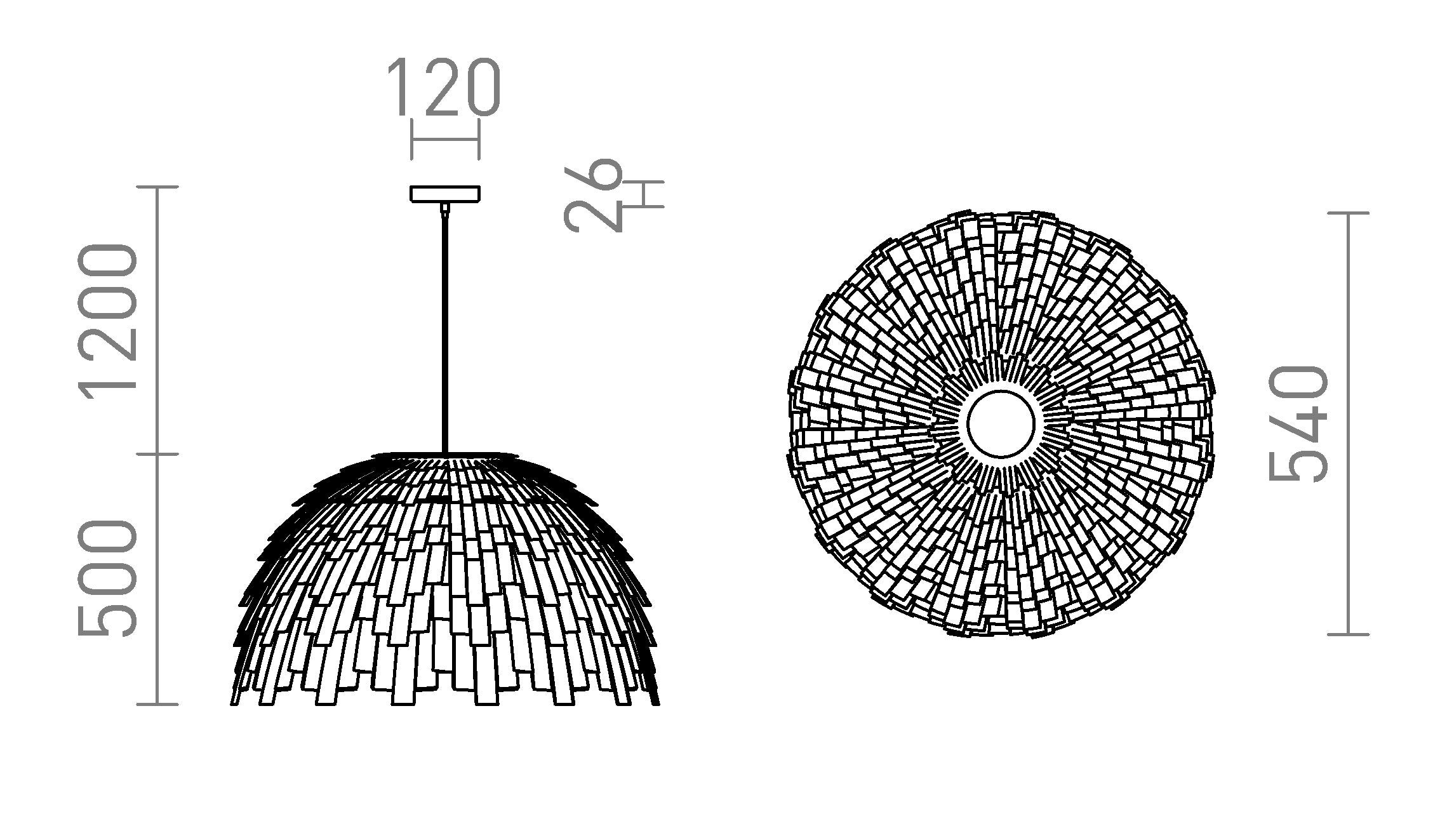 RARA viseća lampa - Product sketch