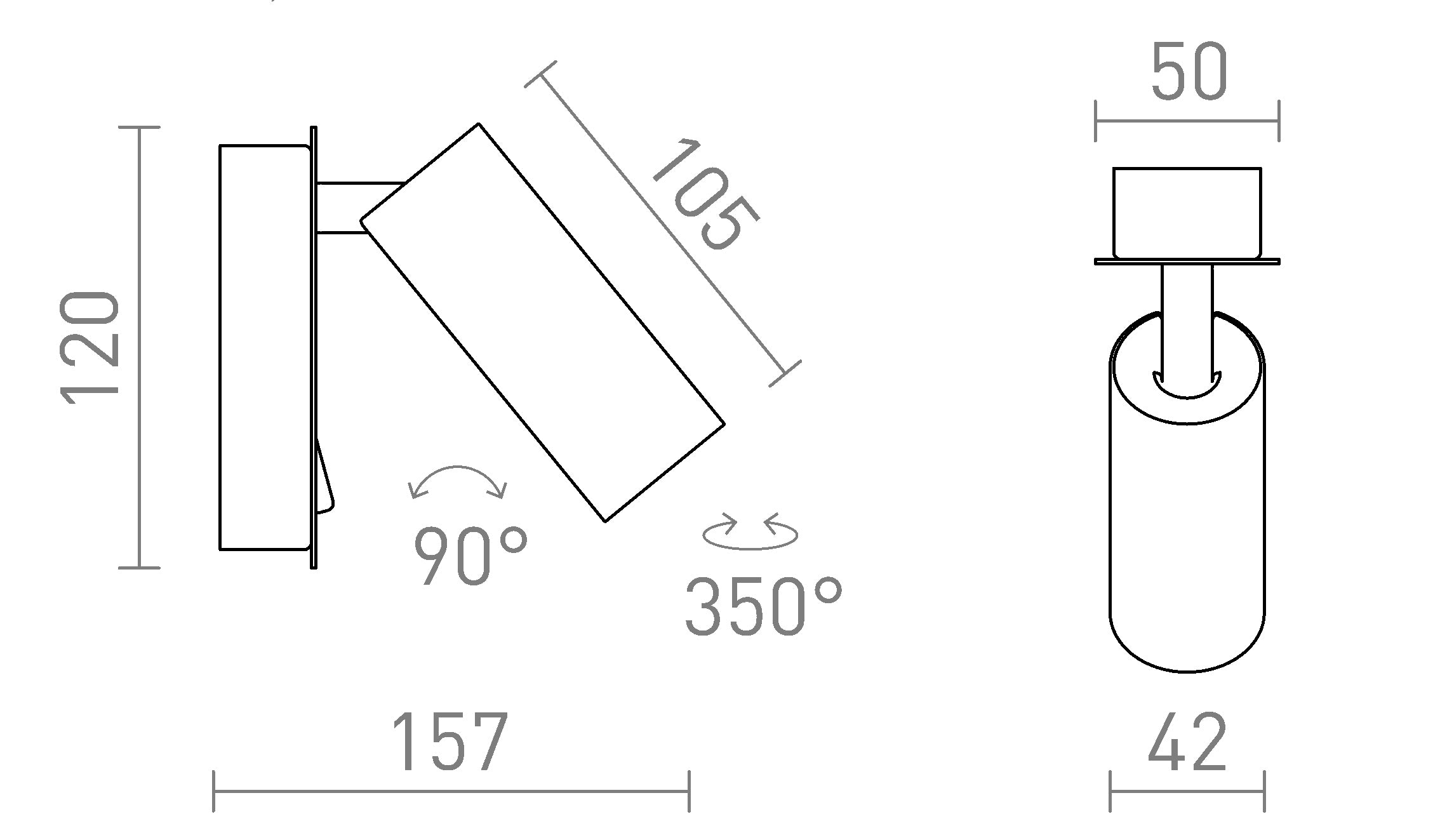TAPIO I SQ wandlamp lamp - Product sketch