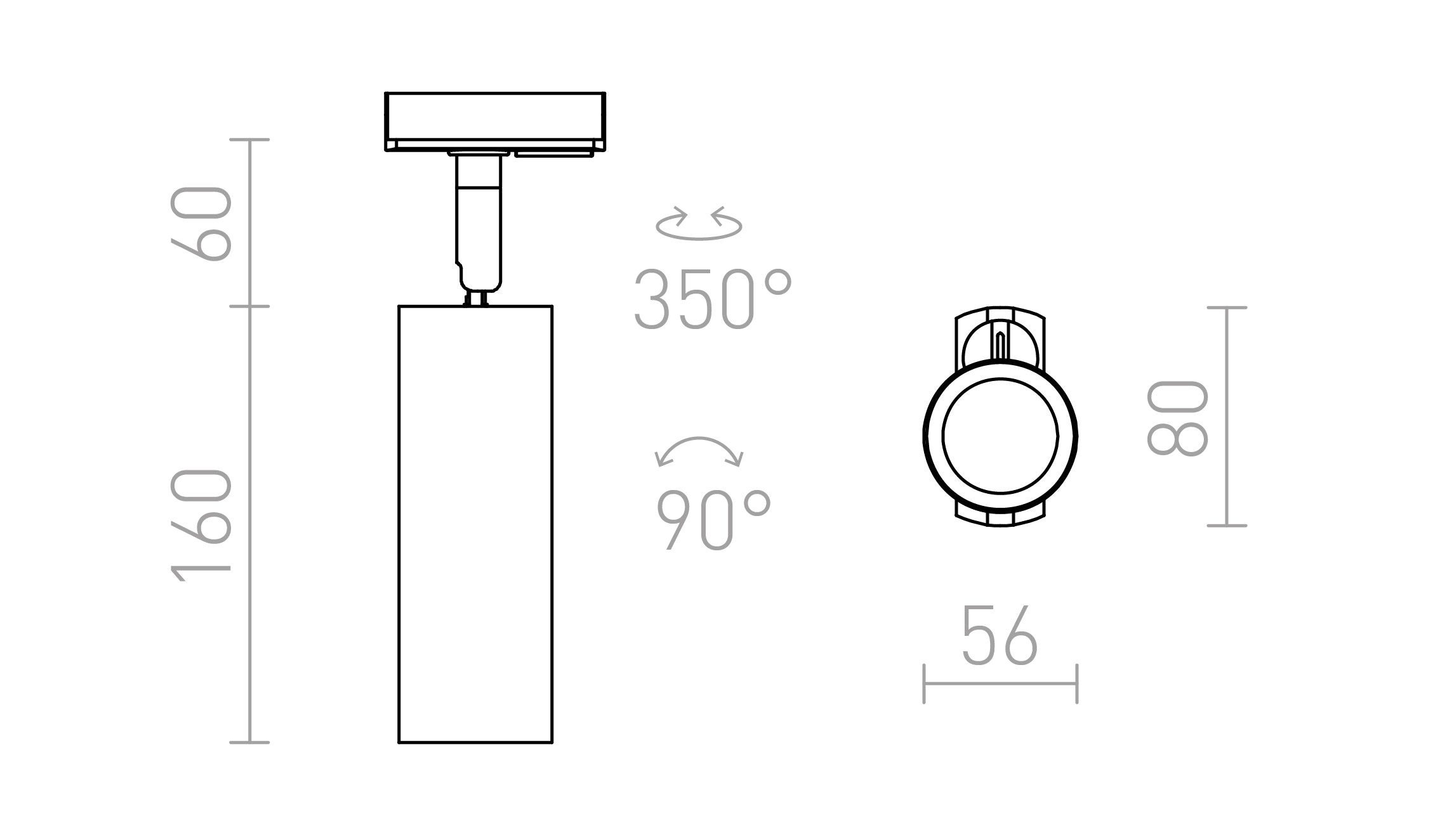 MAVRO DIMM για ράγες φωτισμού τριών κυκλωμάτων - Product sketch