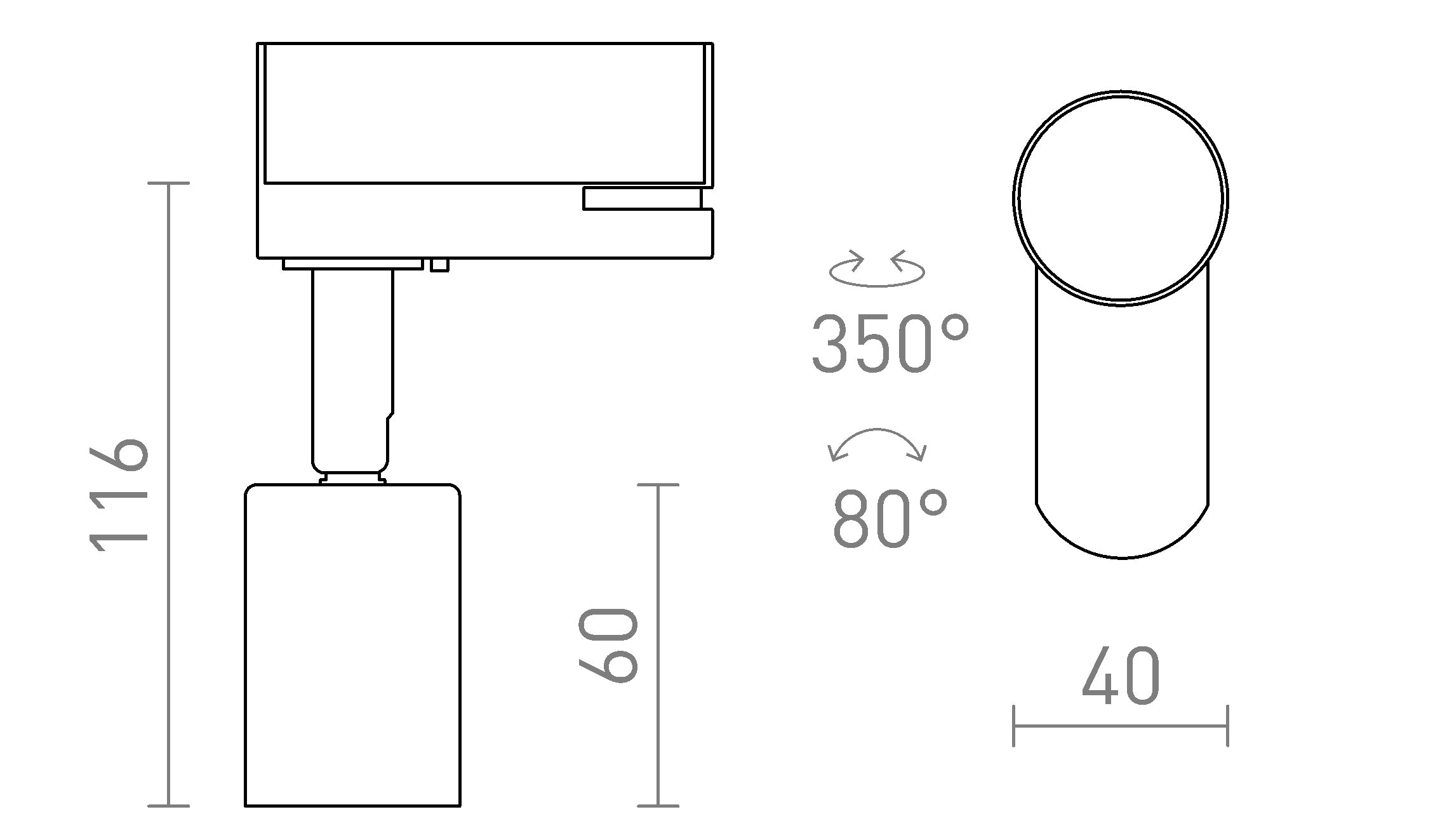 FAX E27 für 3-Phasen-Stromschiene - Product sketch