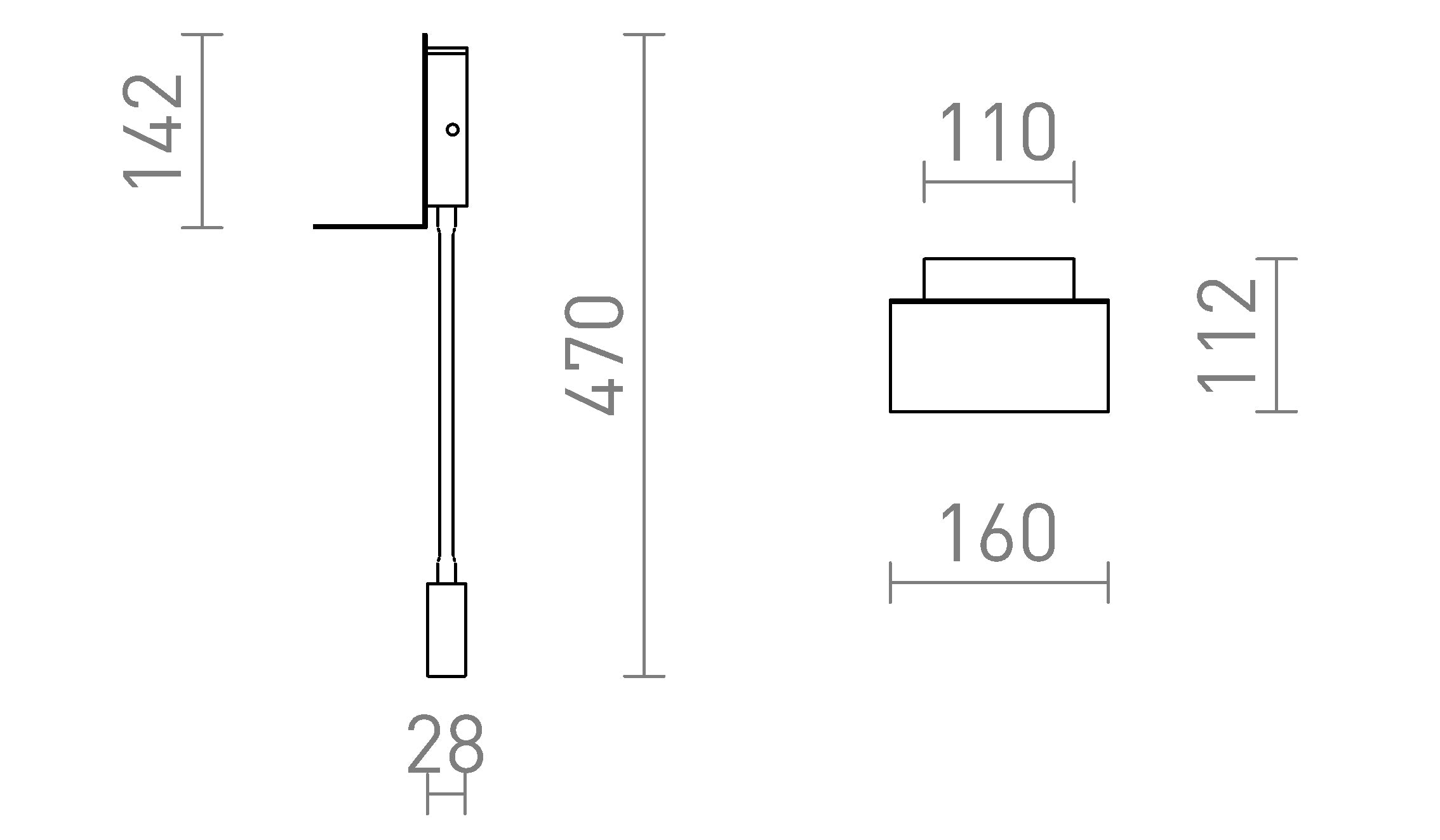 ROSTAM zidna s USB-om - Product sketch