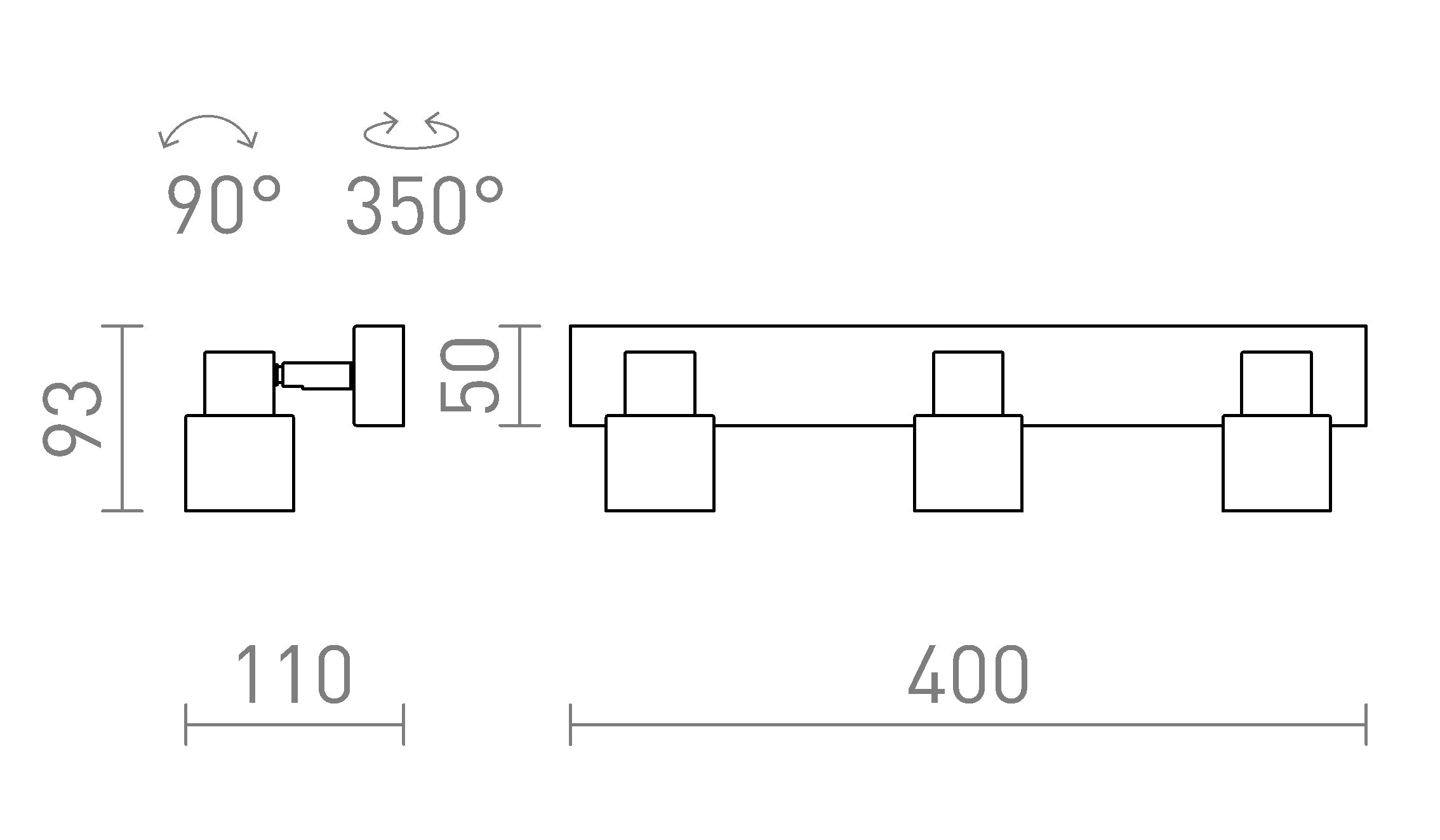 VALTO III montat pe suprafață lampă - Product sketch