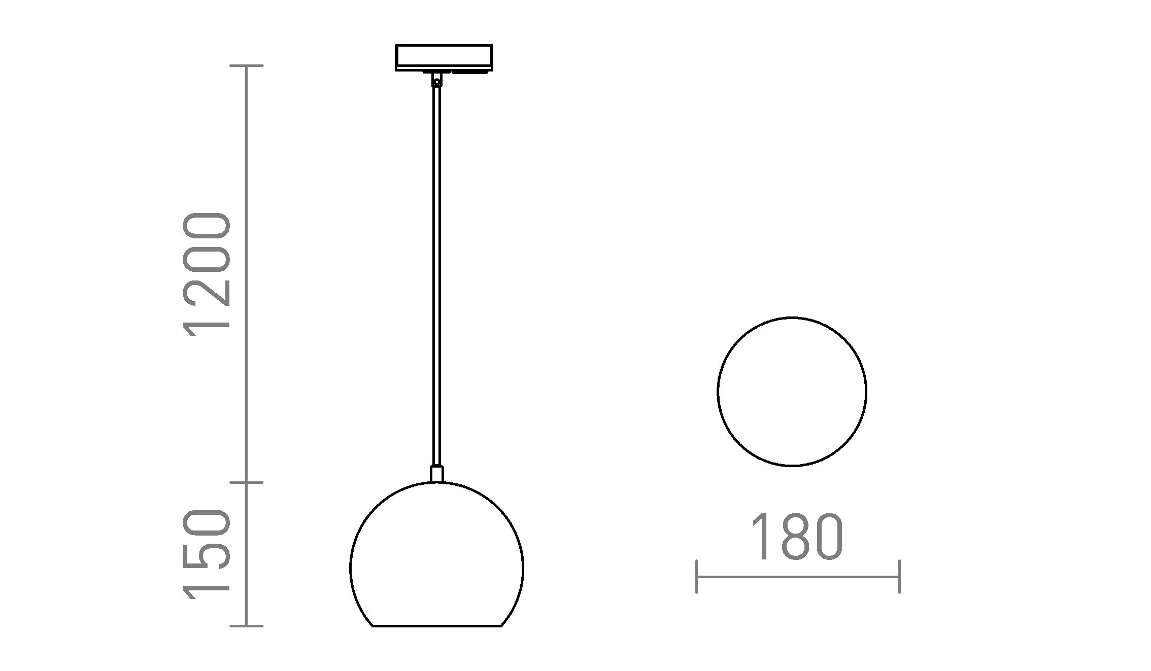 AGNETA za 1F tirni sistem viseča lampa - Product sketch