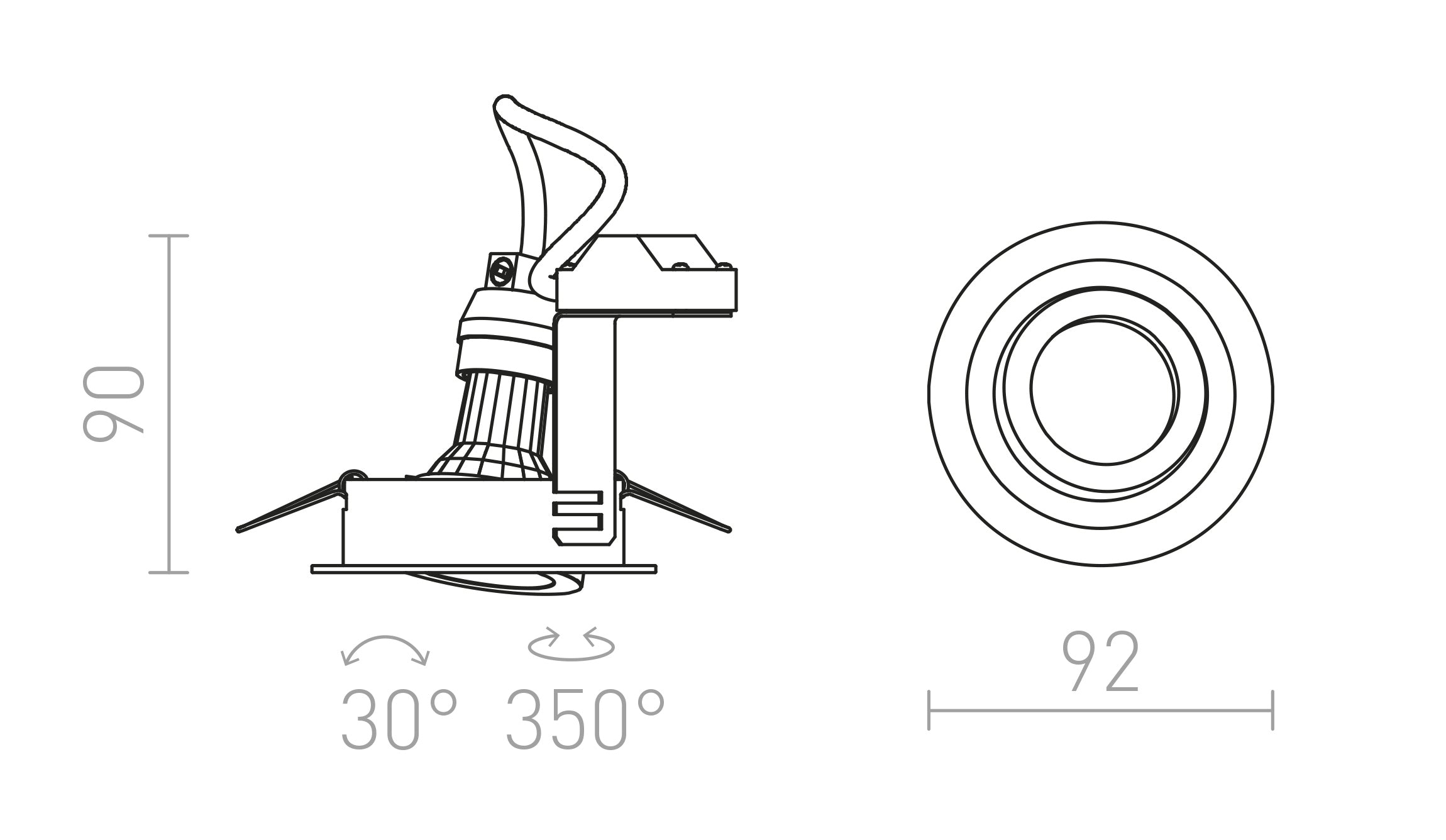 PASADENA GU10 R recessed lamp - Product sketch
