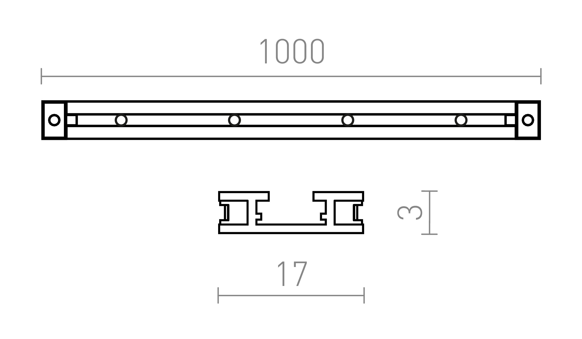 VEGA 1m шина лампа - Product sketch
