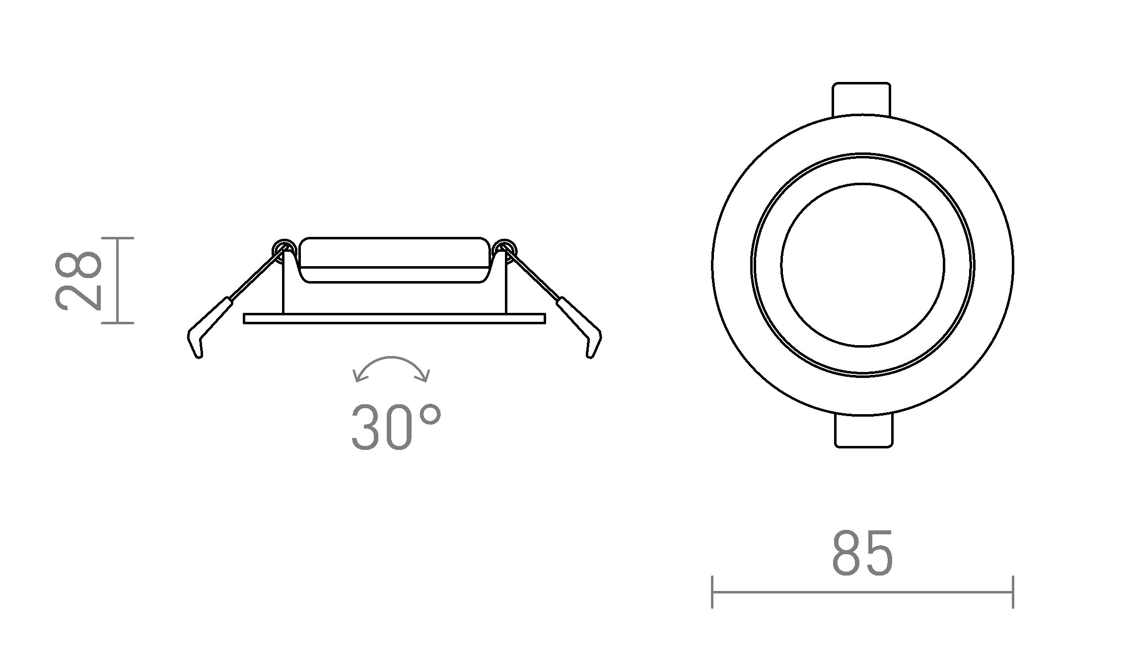 JADE DIMM TO WARM ugradna lampa - Product sketch