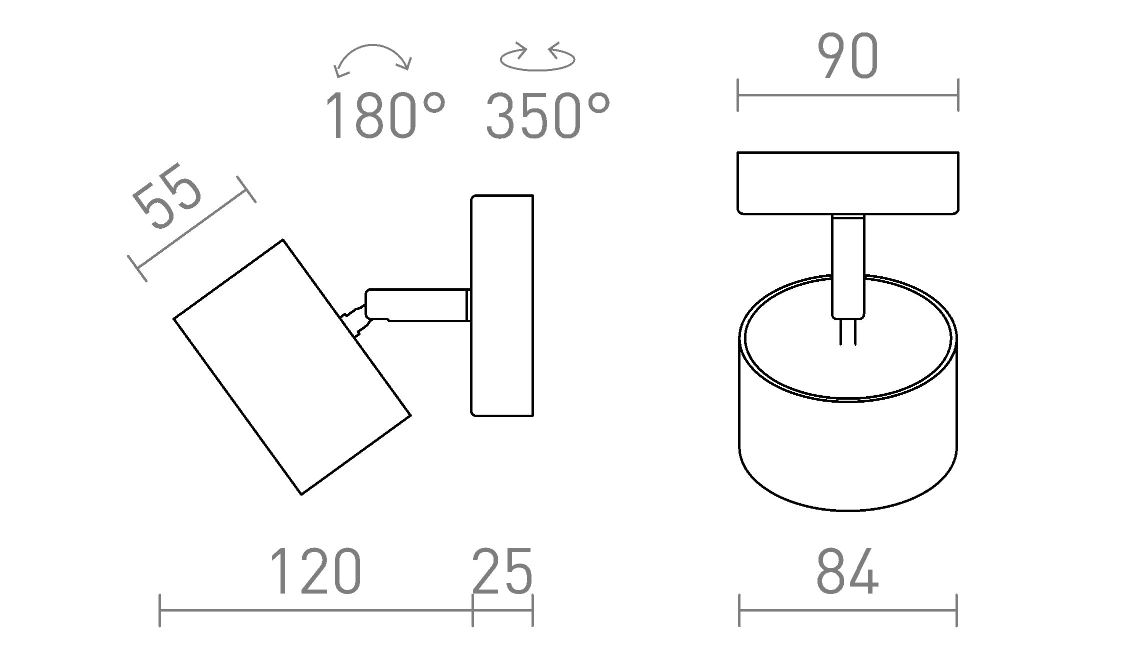 PIXEL I montažna lampa - Product sketch