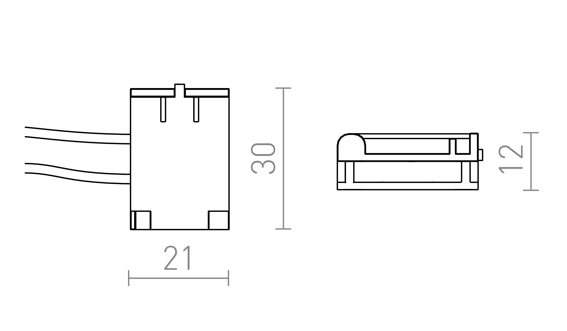 WAVE konektor lampa - Product sketch