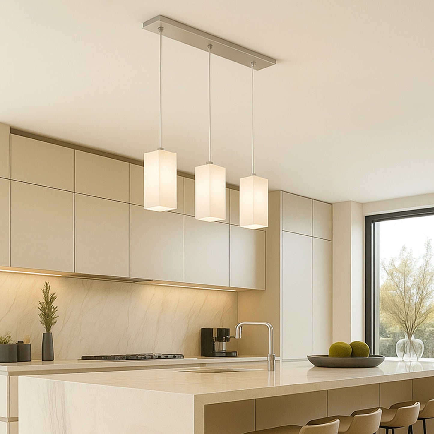 RENDL pendant lamp LIZ III 60 pendant opal-colored glass/chrome 230V LED E27 3x15W R14024 2
