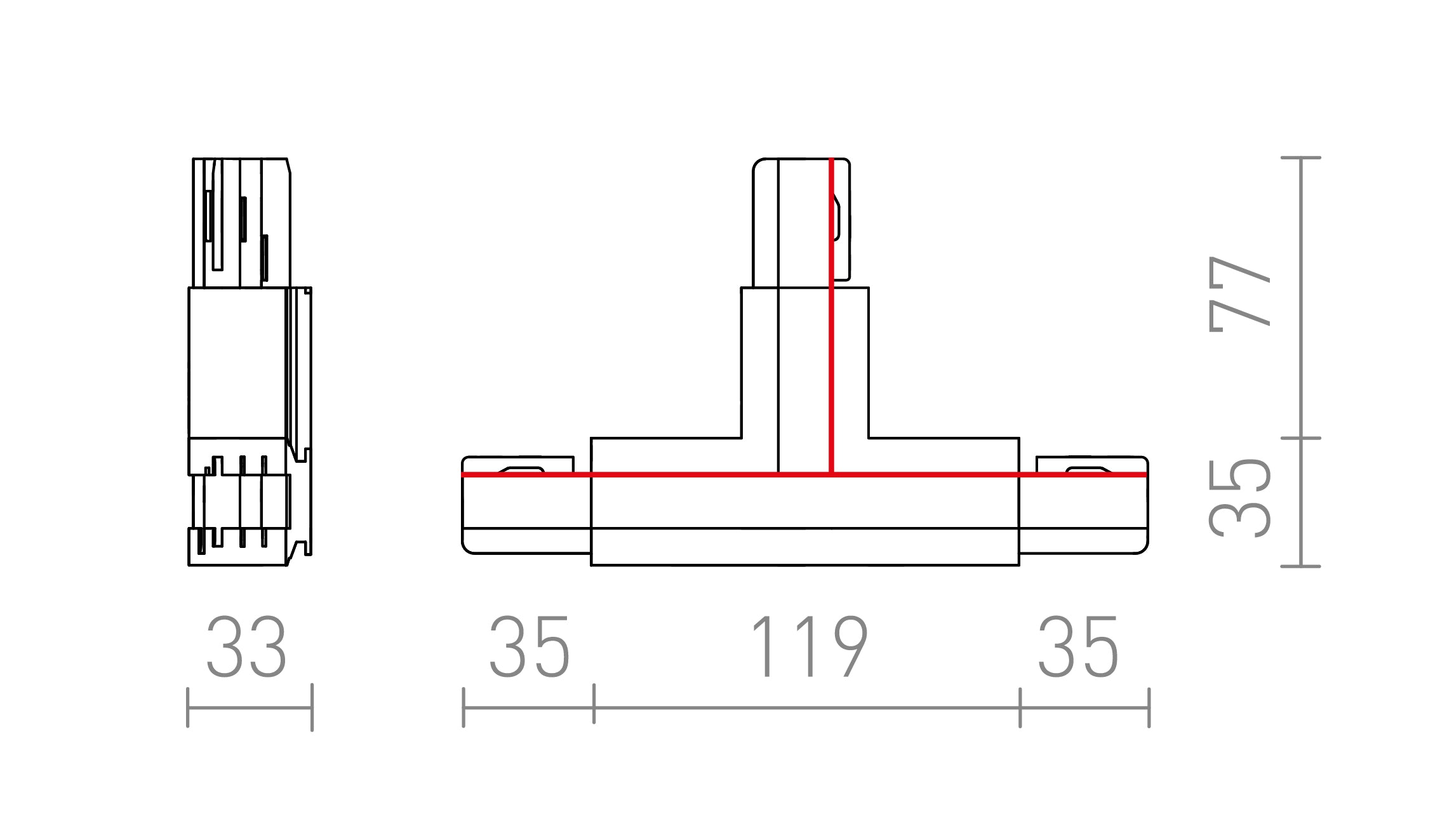 EUTRAC T KONEKTOR LIJEVI - Product sketch