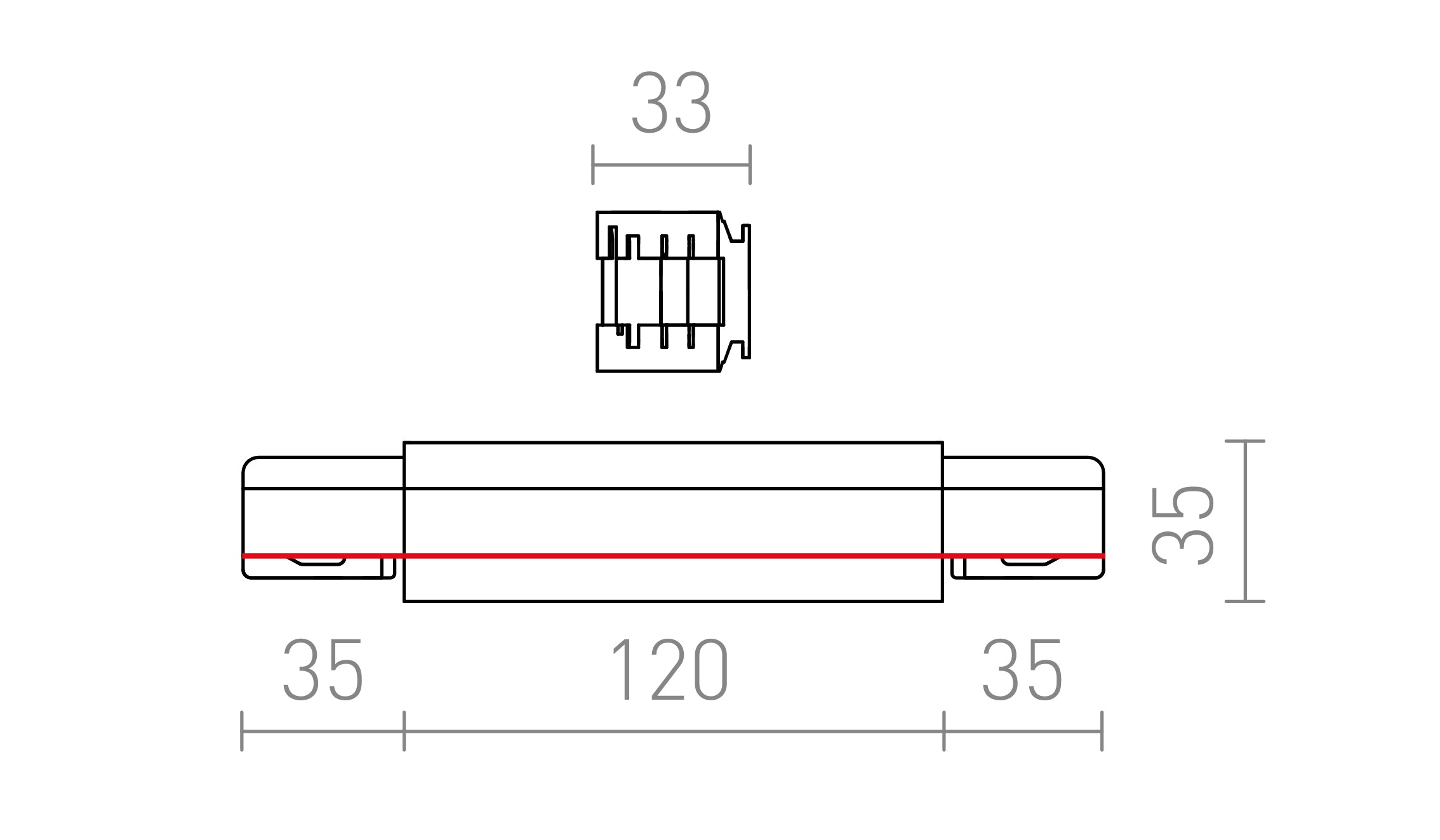 EUTRAC PRAVOKUTNI KONEKTOR S NAPAJANJEM - Product sketch