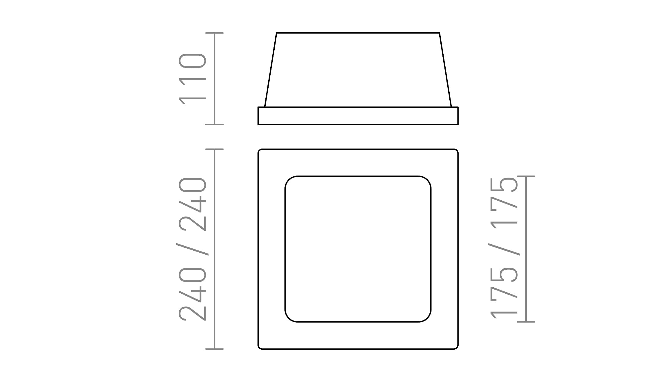 MIA SQ ugradna lampa - Product sketch