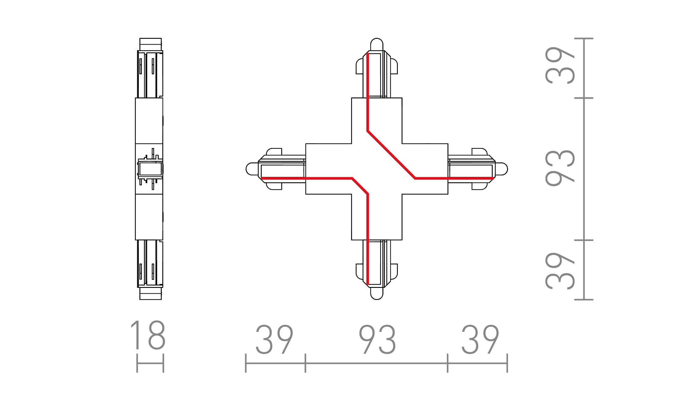 X KONEKTOR ZA 1F STAZU - Product sketch