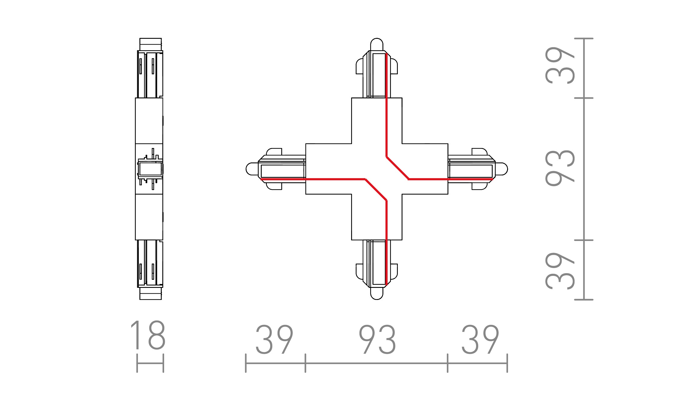 X KONEKTOR ZA 1F STAZU - Product sketch