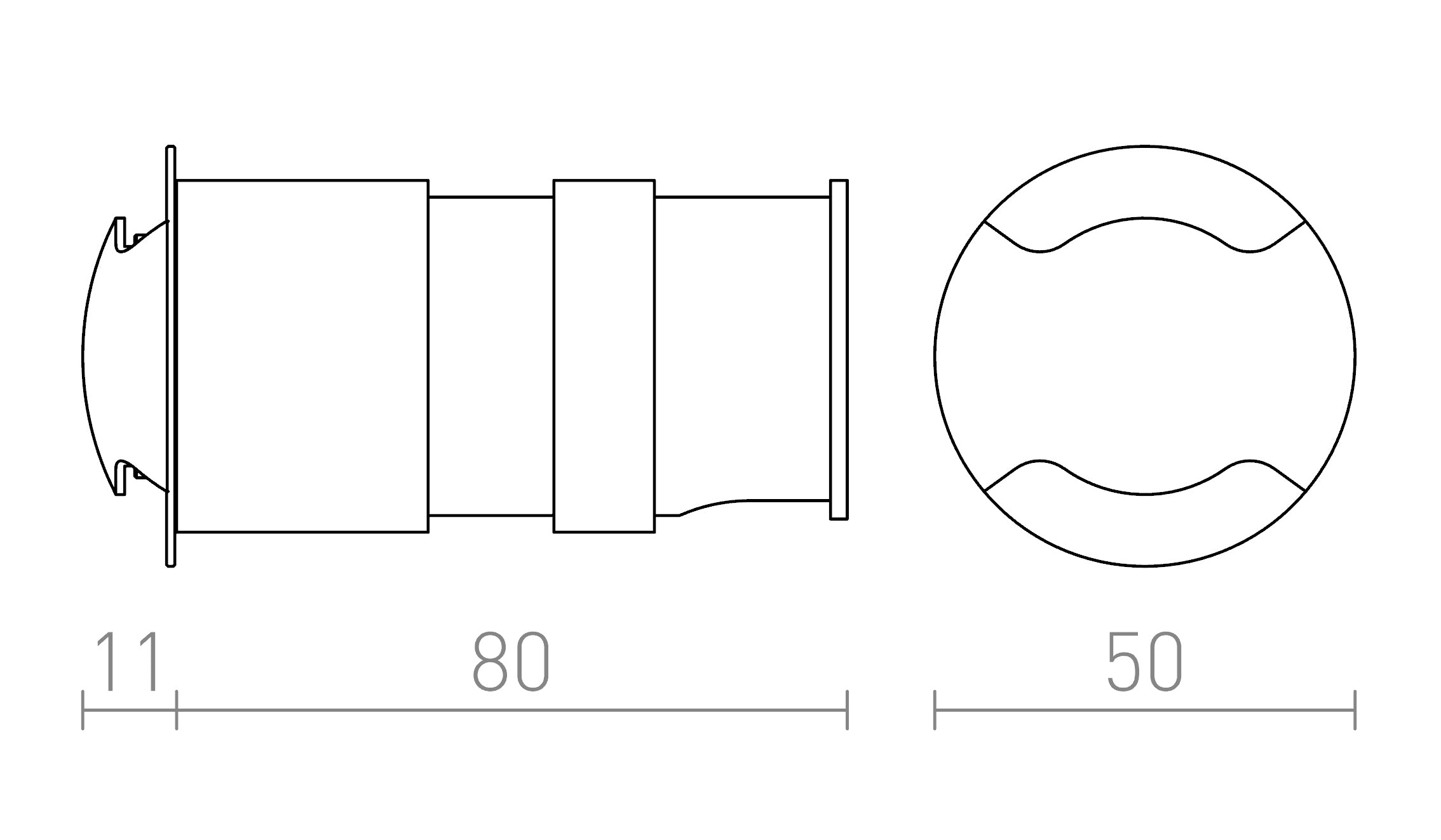 KICK II ugradna lampa - Product sketch