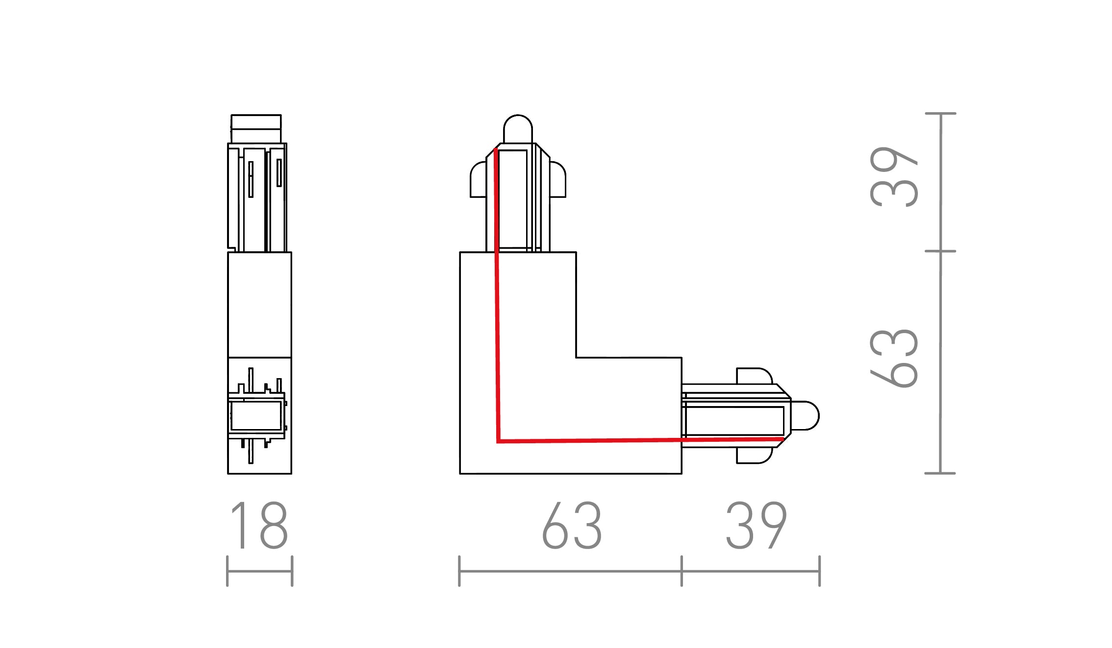 L KONEKTOR ZA 1F STAZU UNUTRAŠNJI - Product sketch