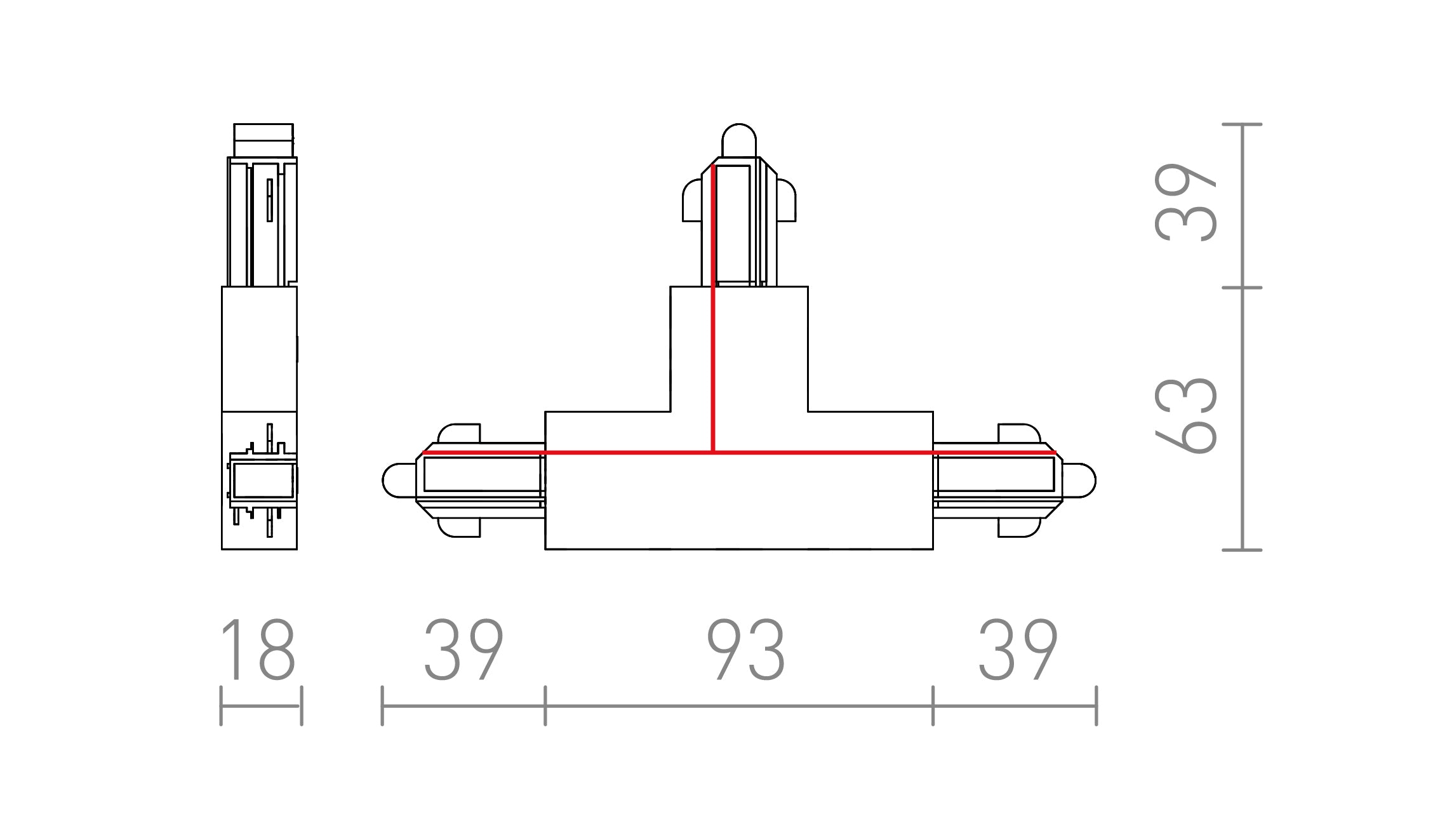 T KONEKTOR ZA 1F STAZU DESNI - Product sketch