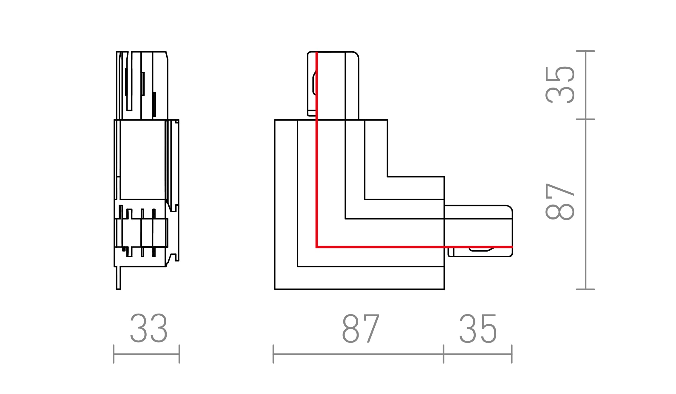 EUTRAC L KONEKTOR VANJSKI ZA UGRADNU STAZU - Product sketch