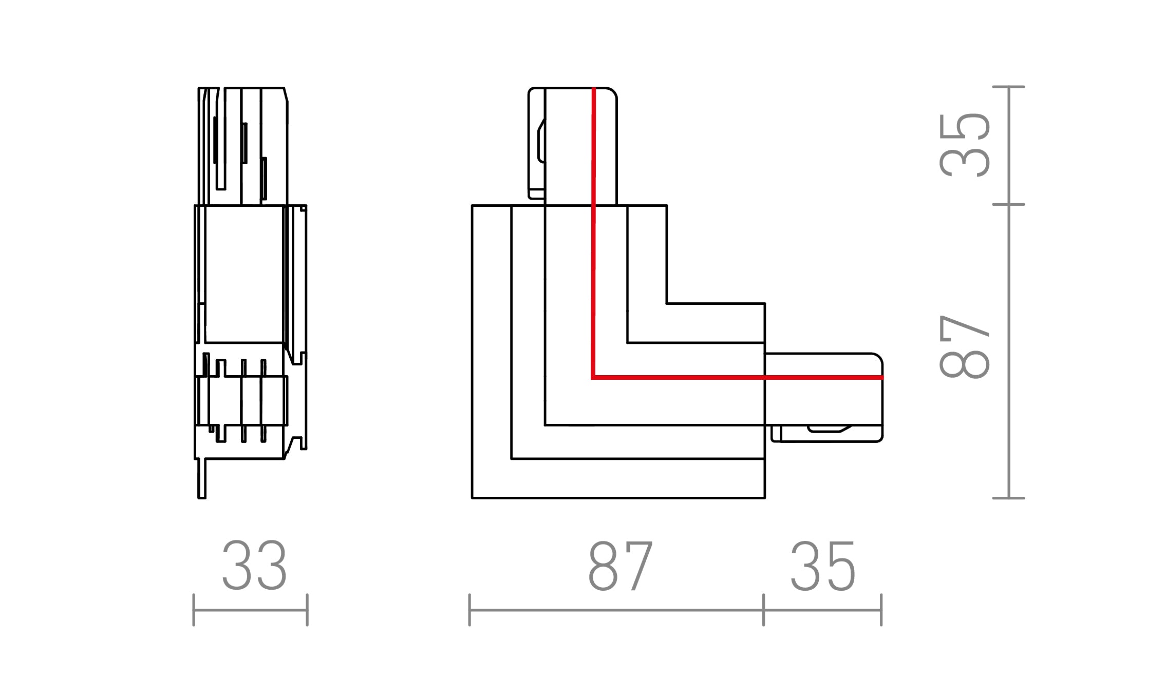 EUTRAC L KONEKTOR UNUTRAŠNJI ZA UGRADNU STAZU - Product sketch