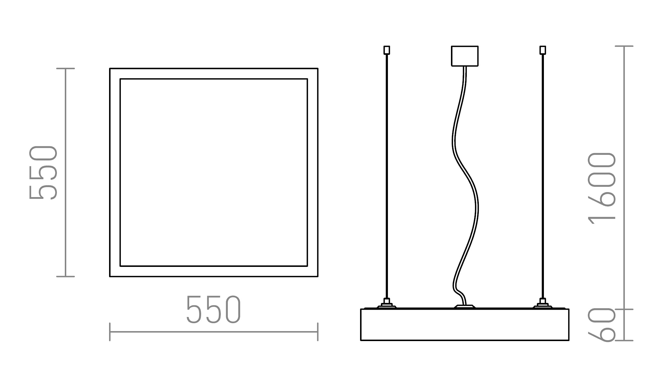 STRUCTURAL LED VISEĆA 55X55 - Product sketch