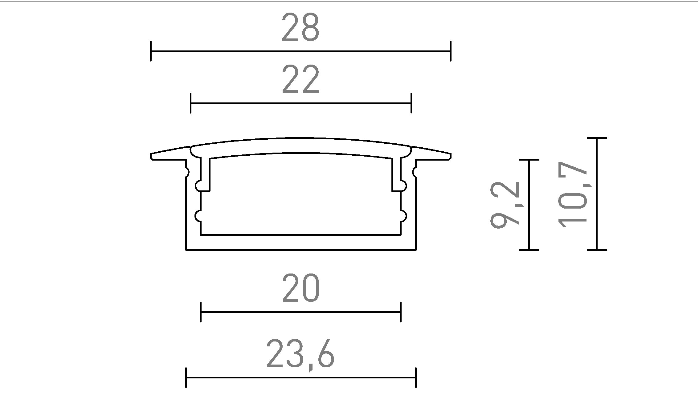 LED PROFIL A UGRADNI - Product sketch