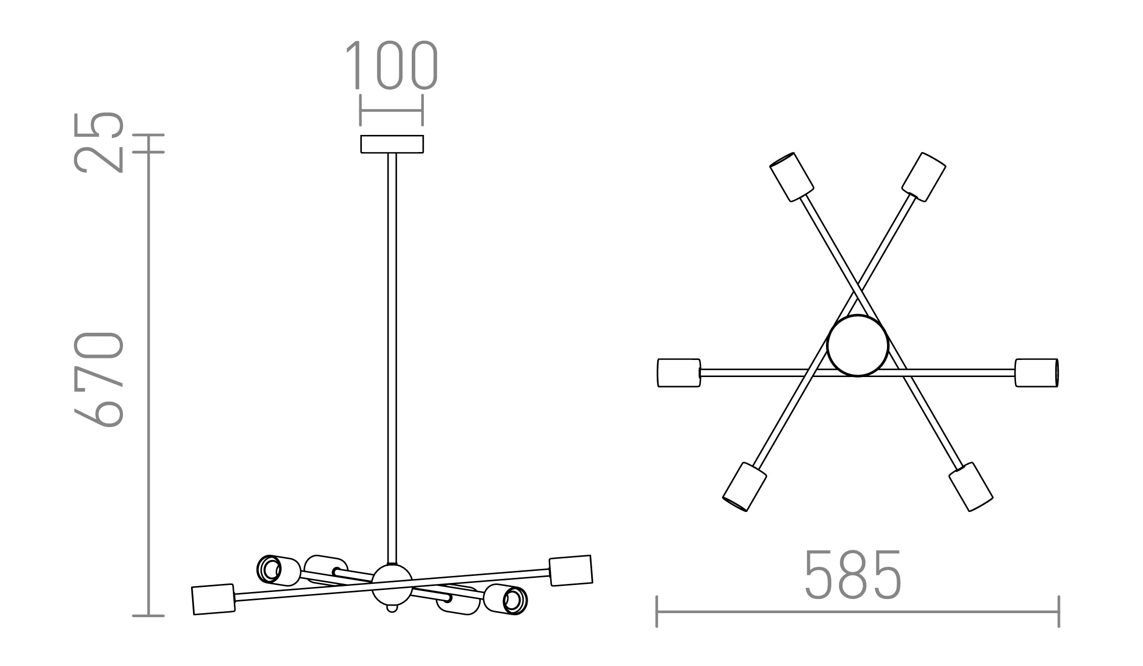 ARTEMIA 6 na štapu lampa - Product sketch