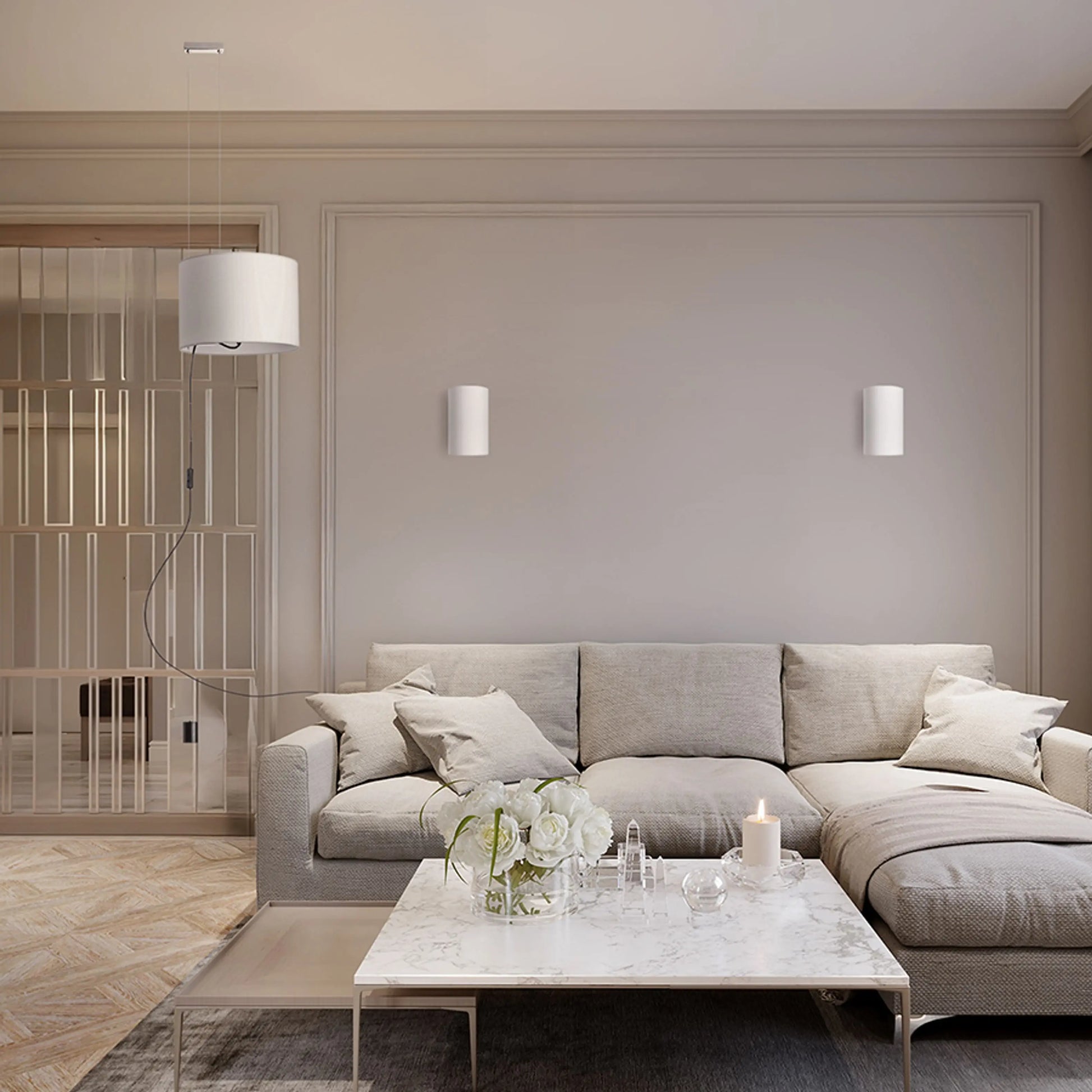 RENDL wall lamp RON W 15/25 wall  Polycotton white/white PVC 230V LED E27 15W R11492 3